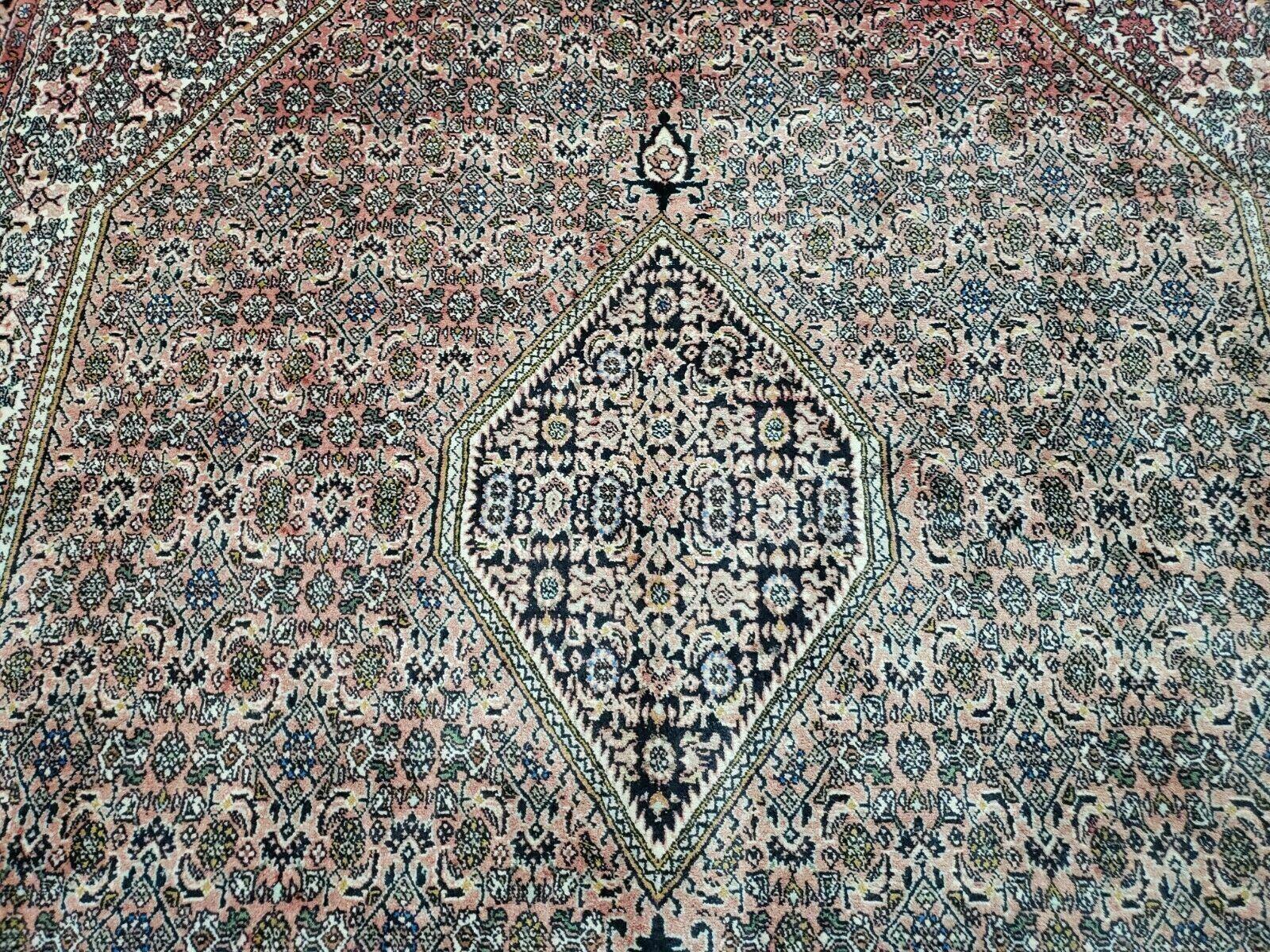 Persian Bidjar Rug 7x10 - Herati Mahi Pattern - High Quality Vintage Oriental Bijar Carpet - 7 x 10 Rug - Handmade Wool Rug - Red Beige Dark Blue - Room Sized - Jewel Rugs