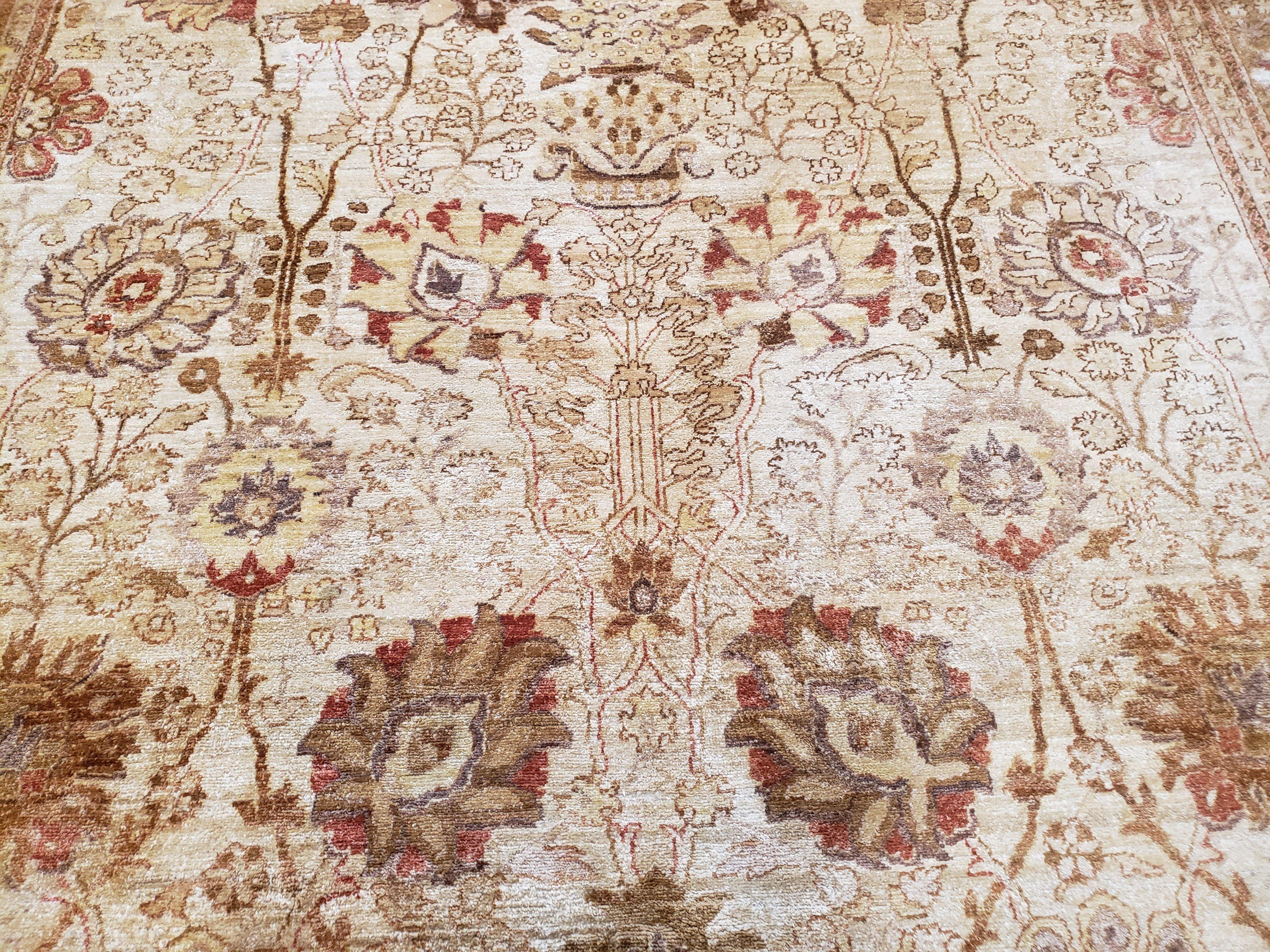 Vintage Turkish Oushak Area Rug 9x12, Wool Hand-Knotted, Ivory Cream & Beige Tea Wash Rug, 9 x 12 Room Sized Rug, Decorative Living Room Rug - Jewel Rugs