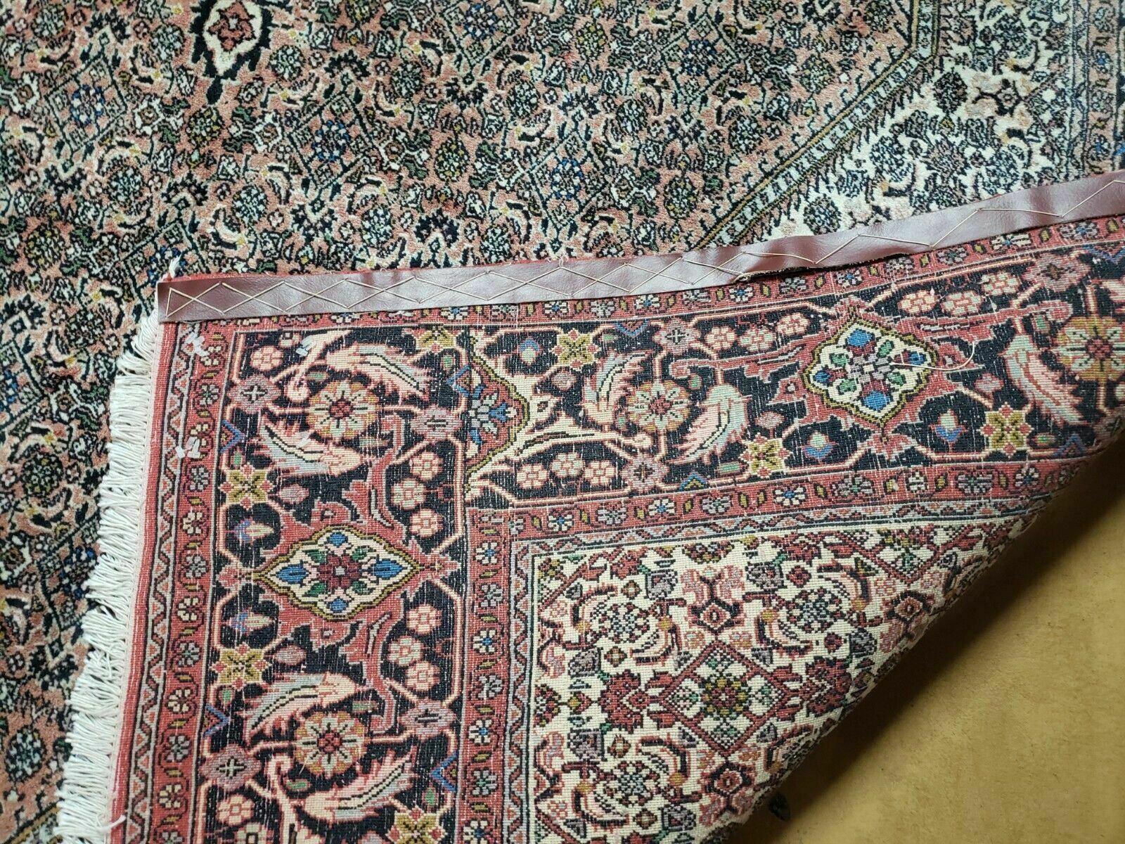 Persian Bidjar Rug 7x10 - Herati Mahi Pattern - High Quality Vintage Oriental Bijar Carpet - 7 x 10 Rug - Handmade Wool Rug - Red Beige Dark Blue - Room Sized - Jewel Rugs