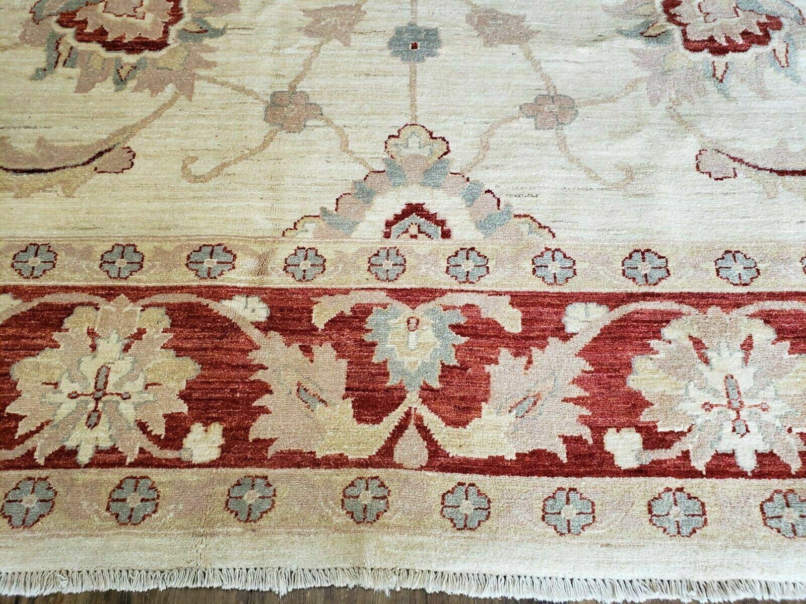 Peshawar Rug 10x14 Rug 10x14 Vintage Rug 10x14 Handmade Rug Chobi Rug Ivory Beige Red Rug - Jewel Rugs