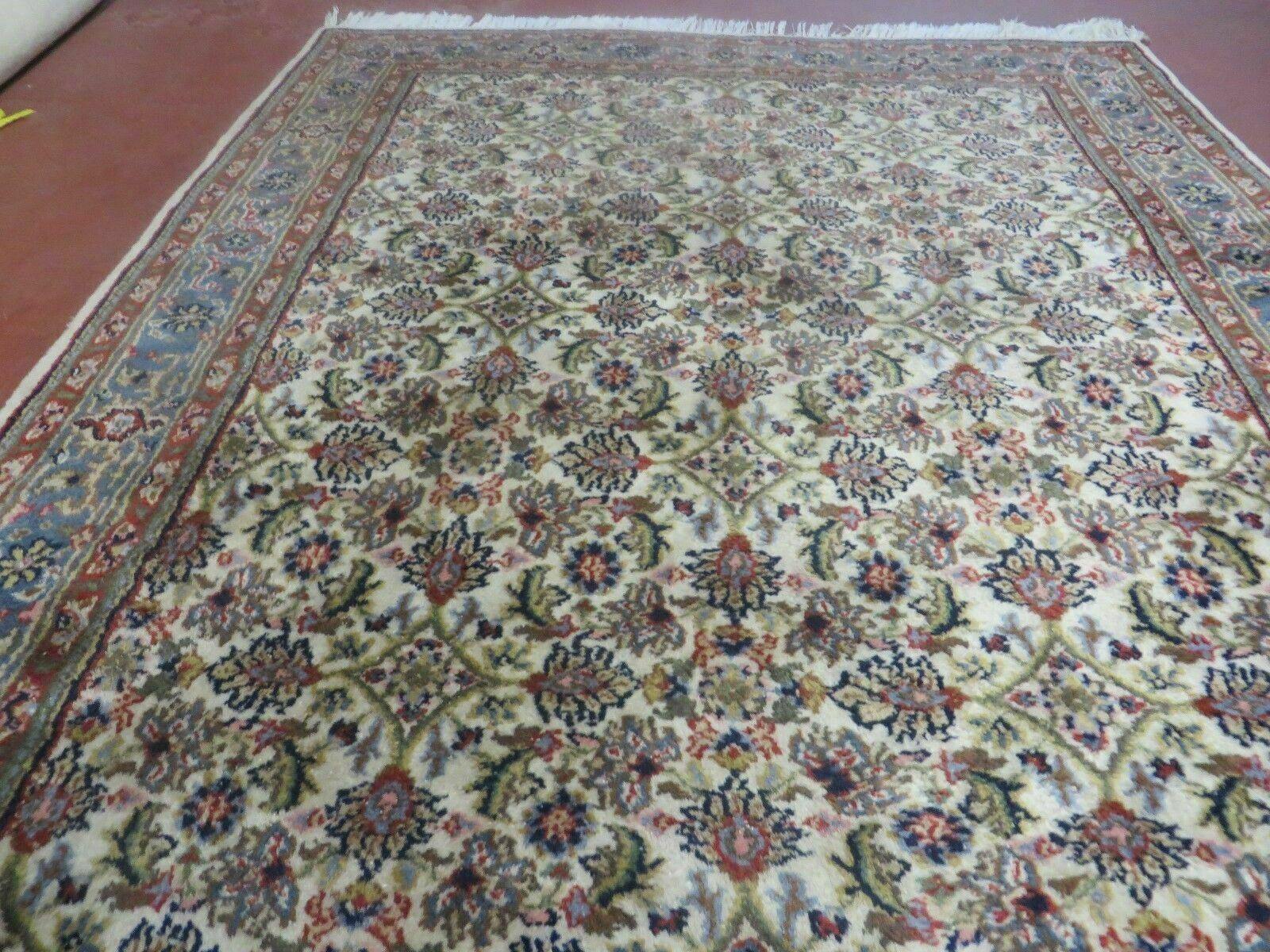 Vintage Rug 4x7 Indian Oriental Carpet, Handmade Hand Knotted Allover Floral Wool Rug 4 x 7, Beige Blue Red, Jaipur Rug, Indo Persian Rug - Jewel Rugs