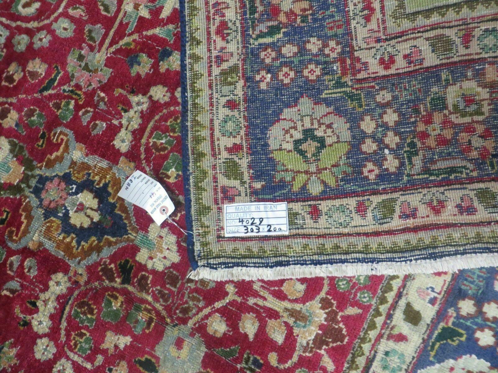 Persian Tabriz Rug 7x10, Red Blue and Green Rug, Allover Floral Medallion Rug, Hand Knotted Rug, Antique Rug 7 x 10 Vintage Wool Oriental Carpet - Jewel Rugs