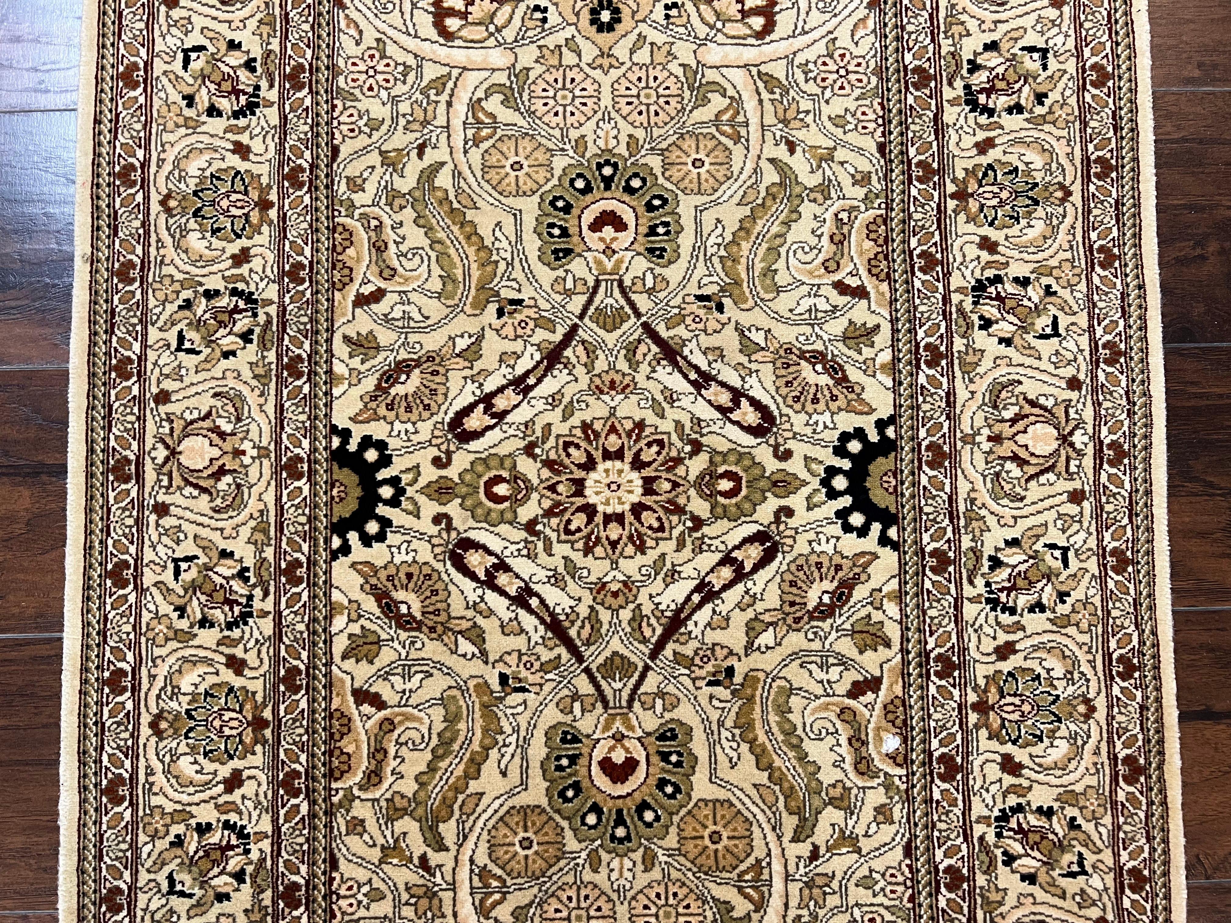 Pak Persian Runner Rug 2.8 x 16, Fine Oriental Runner 16ft Long, Hand-Knotted Wool Floral Allover Beige Tan Hallway Runner, Corridor Rug - Jewel Rugs