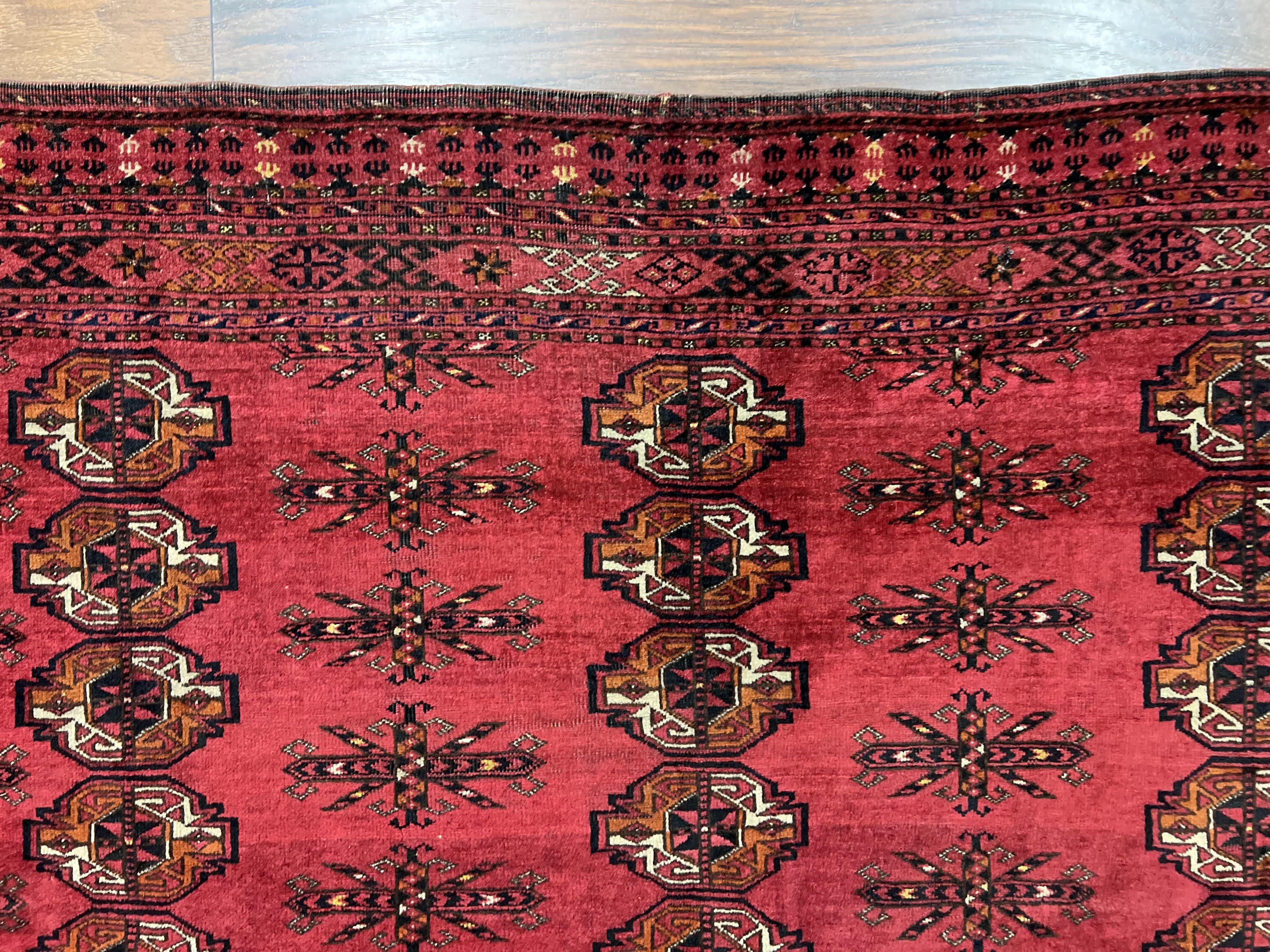 Antique Persian Turkoman Salor Rug 3x5, Tribal Wool Carpet, Collectible, Red Black, 1920s Oriental Rug, Hand-Knotted Handmade Fine 3 x 5 ft - Jewel Rugs