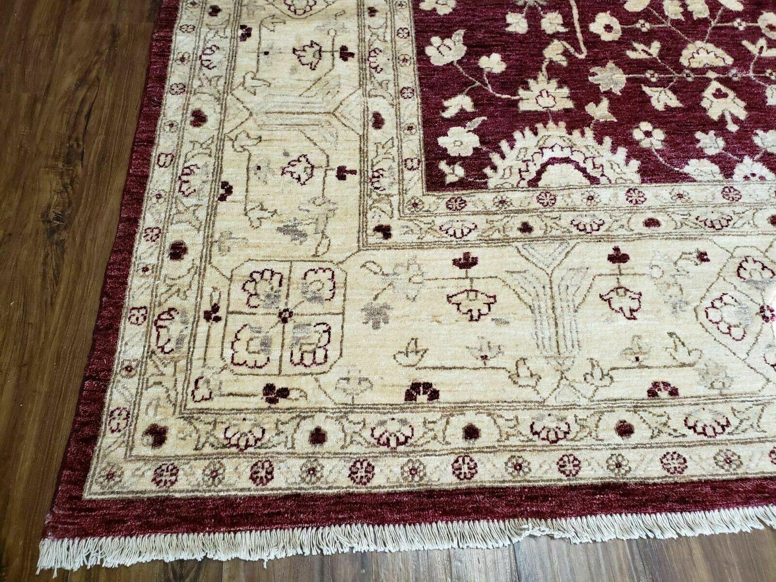 Pakistani Peshawar Rug 10x14, Handmade Chobi Carpet, Maroon & Beige - Jewel Rugs