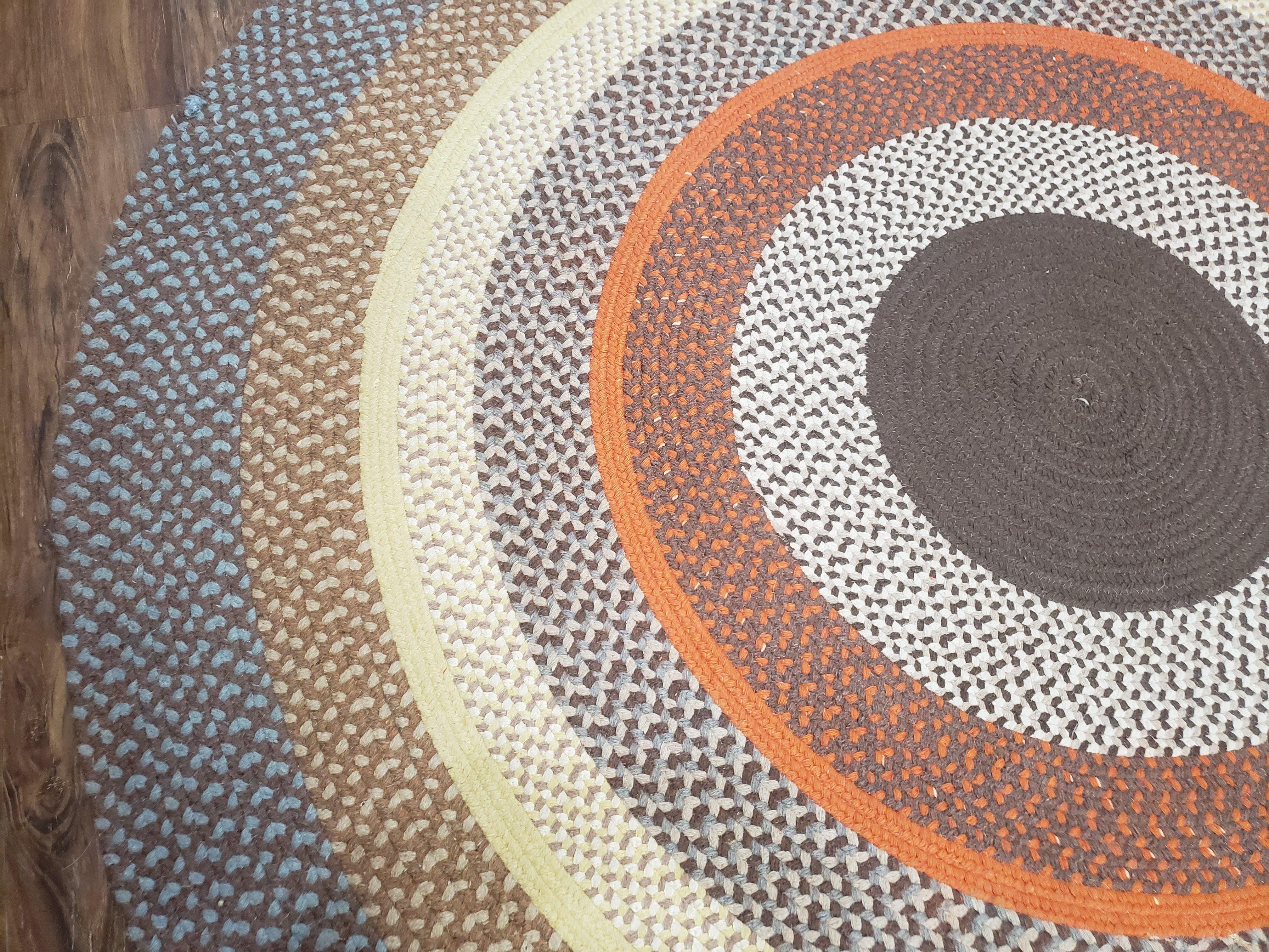 Vintage Round Braided Rug 6x6, Hand Braided Rug, 6ft Round Rug, Circular Braided Rug, American Braided Carpet, Multicolor Round Rug Colorful - Jewel Rugs