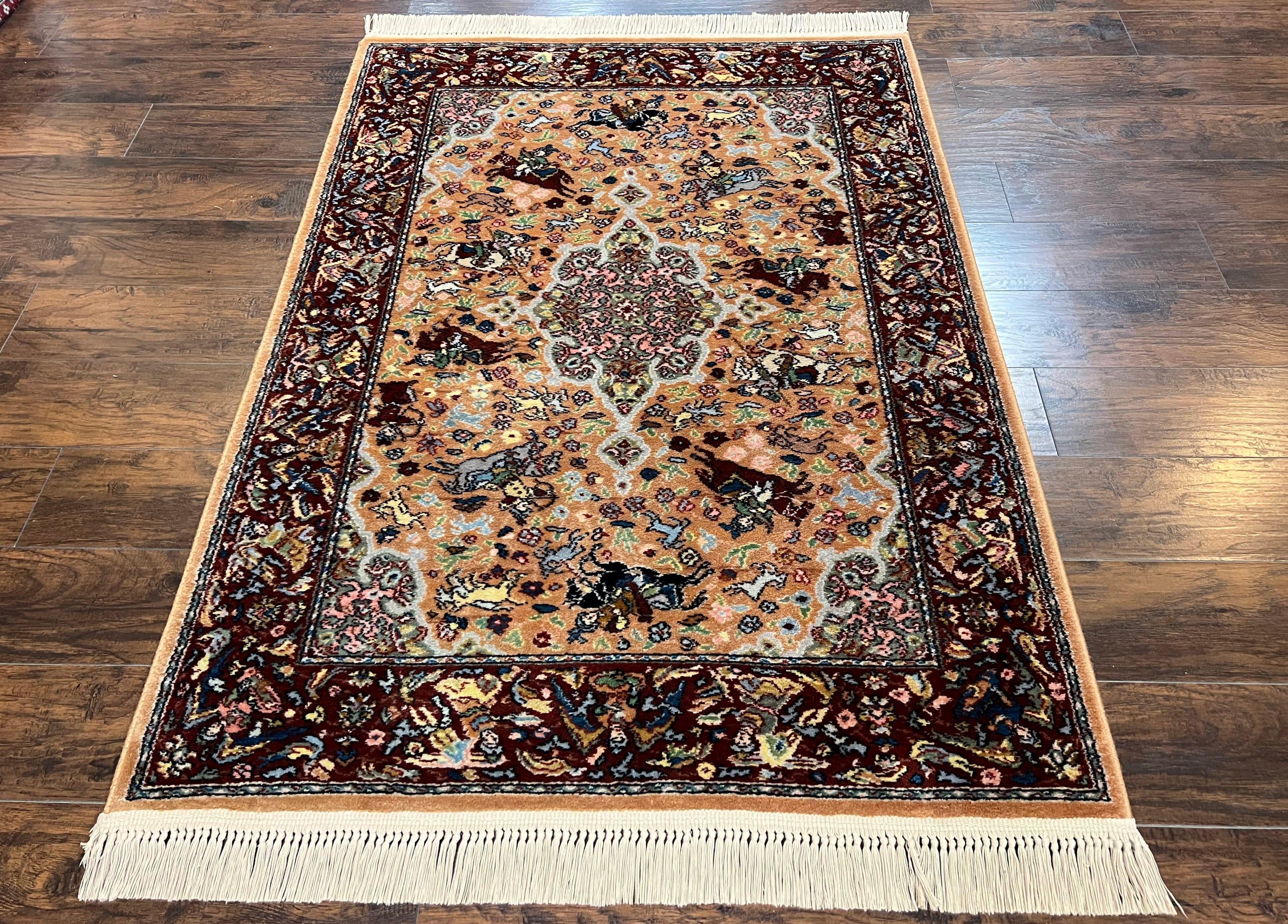 Karastan Rug 4x6 Persian Hunting Pattern #723, Rare Karastan Carpet, Wool Pile, Discontinued Vintage Karastan, Original 700 Series, Tan - Jewel Rugs