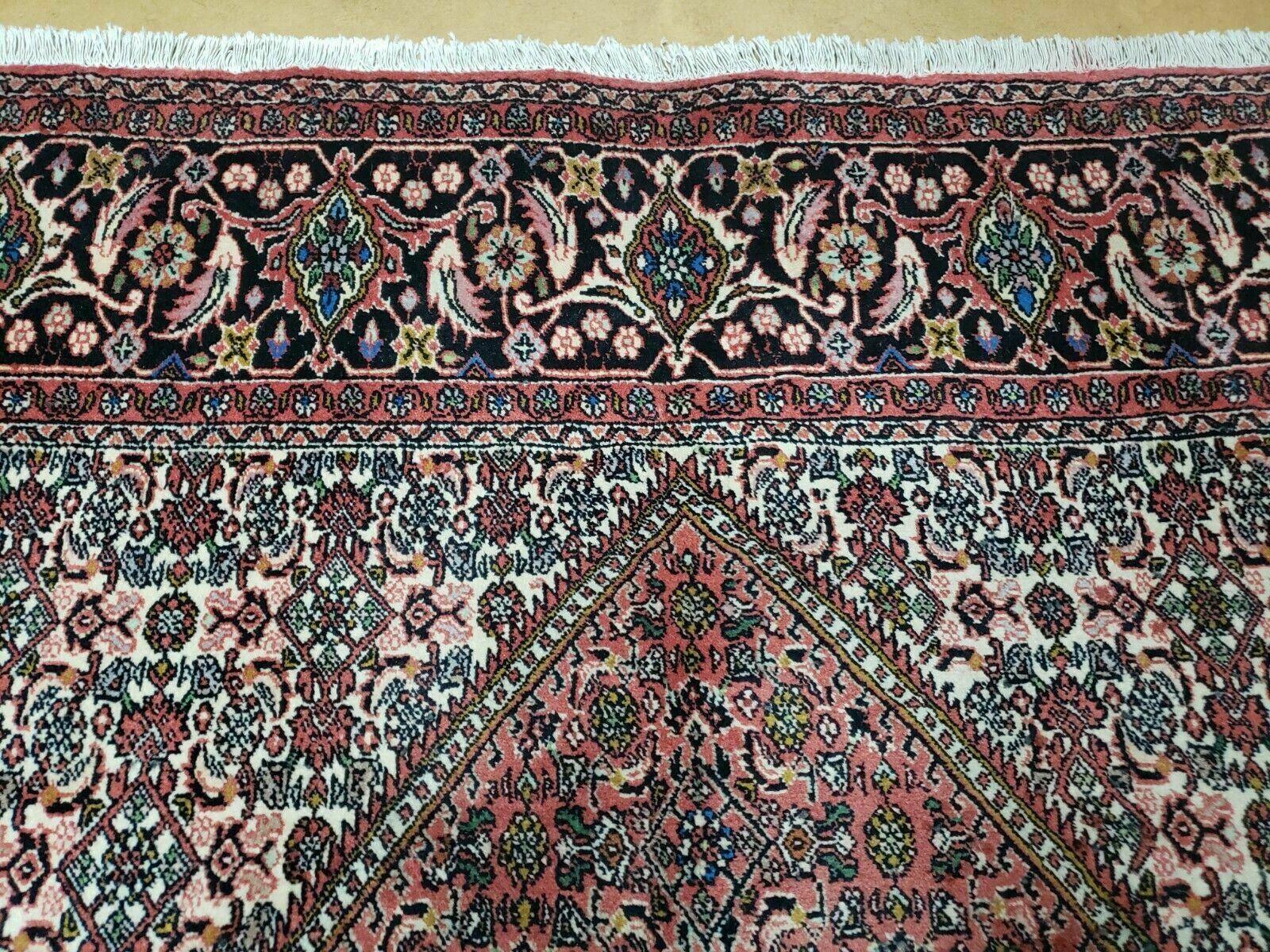 Persian Bidjar Rug 7x10 - Herati Mahi Pattern - High Quality Vintage Oriental Bijar Carpet - 7 x 10 Rug - Handmade Wool Rug - Red Beige Dark Blue - Room Sized - Jewel Rugs