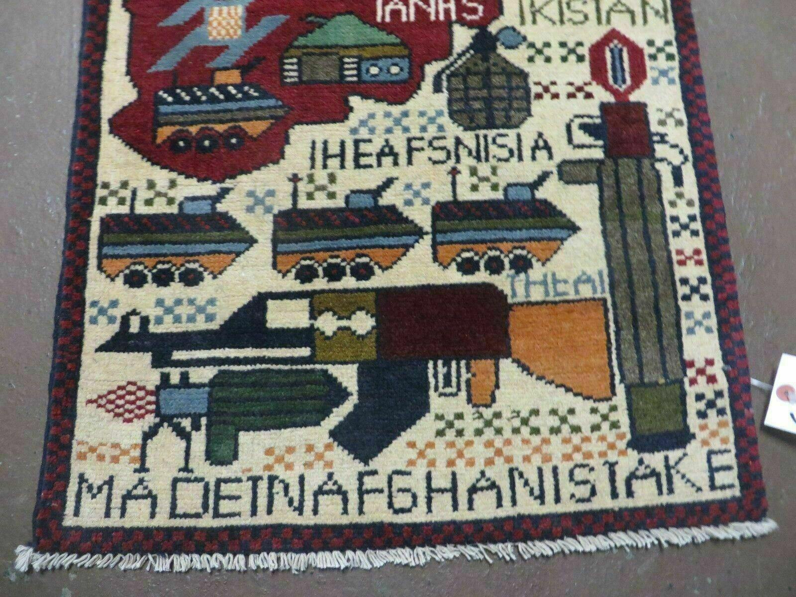 Afghan War Rug, Tribal War Rug, Collectible, Guns, Tanks, Helicopters, Afghanistan War, US Army, 2' x 2'6", Hand-Knotted, Wool - Jewel Rugs