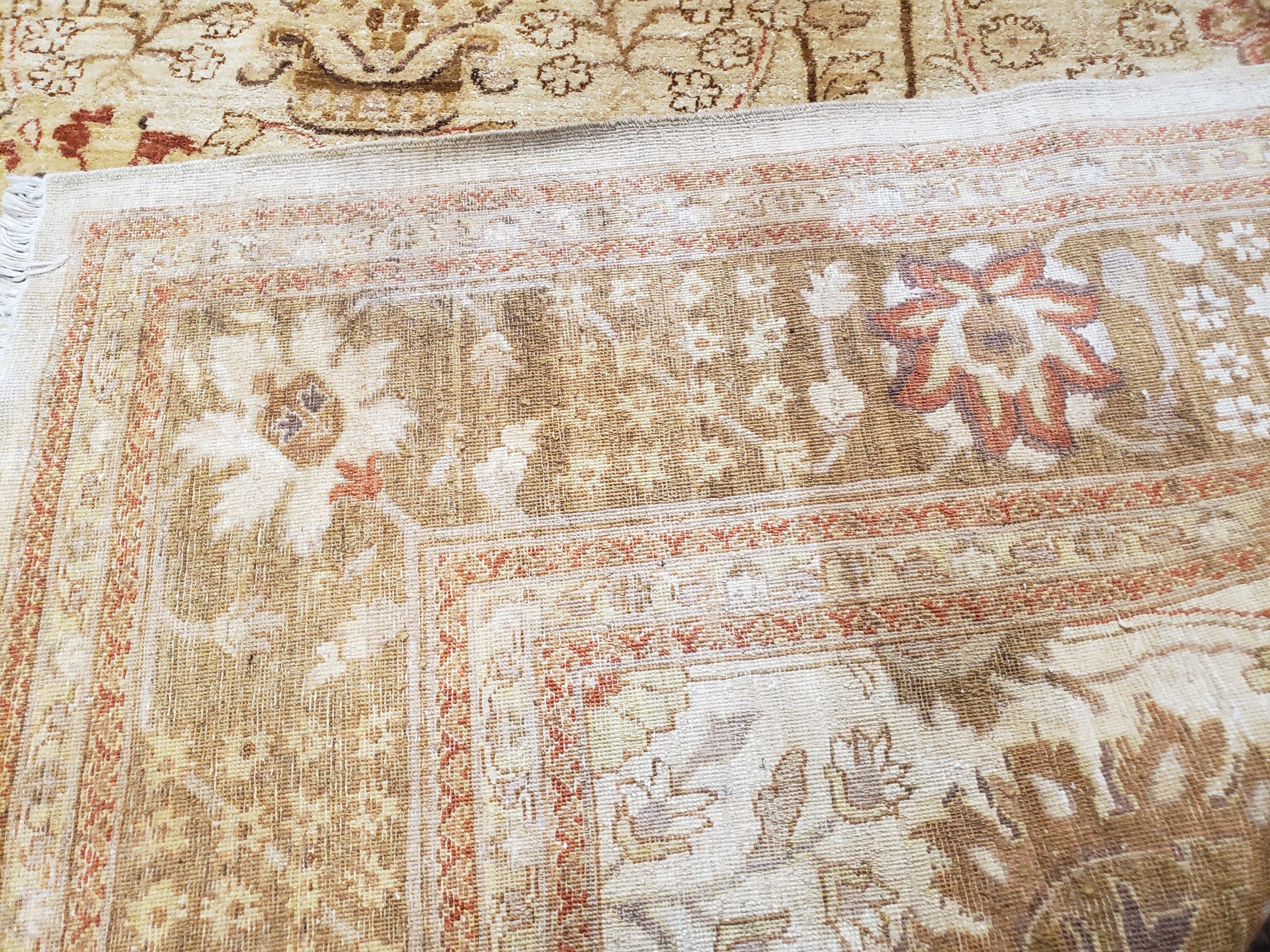 Vintage Turkish Oushak Area Rug 9x12, Wool Hand-Knotted, Ivory Cream & Beige Tea Wash Rug, 9 x 12 Room Sized Rug, Decorative Living Room Rug - Jewel Rugs