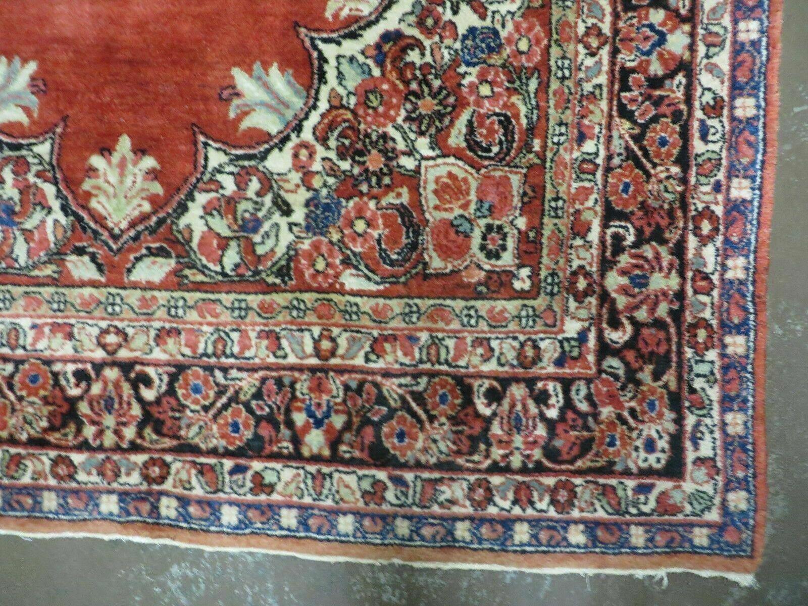 Antique Persian Sarouk Rug 5x8, Red, Semi Open Field, Hand Knotted, Wool - Jewel Rugs