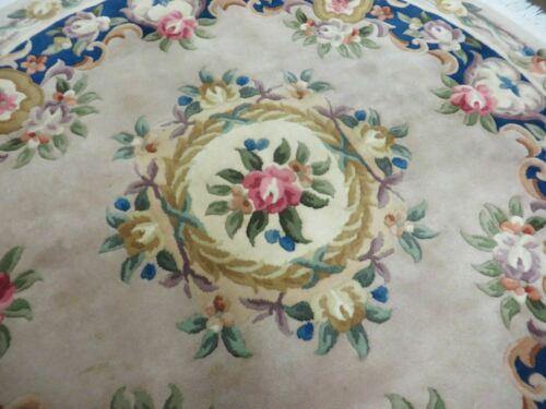 5' Vintage Round Handmade Chinese Peking Art Deco Wool Rug Flowers 90 Line - Jewel Rugs