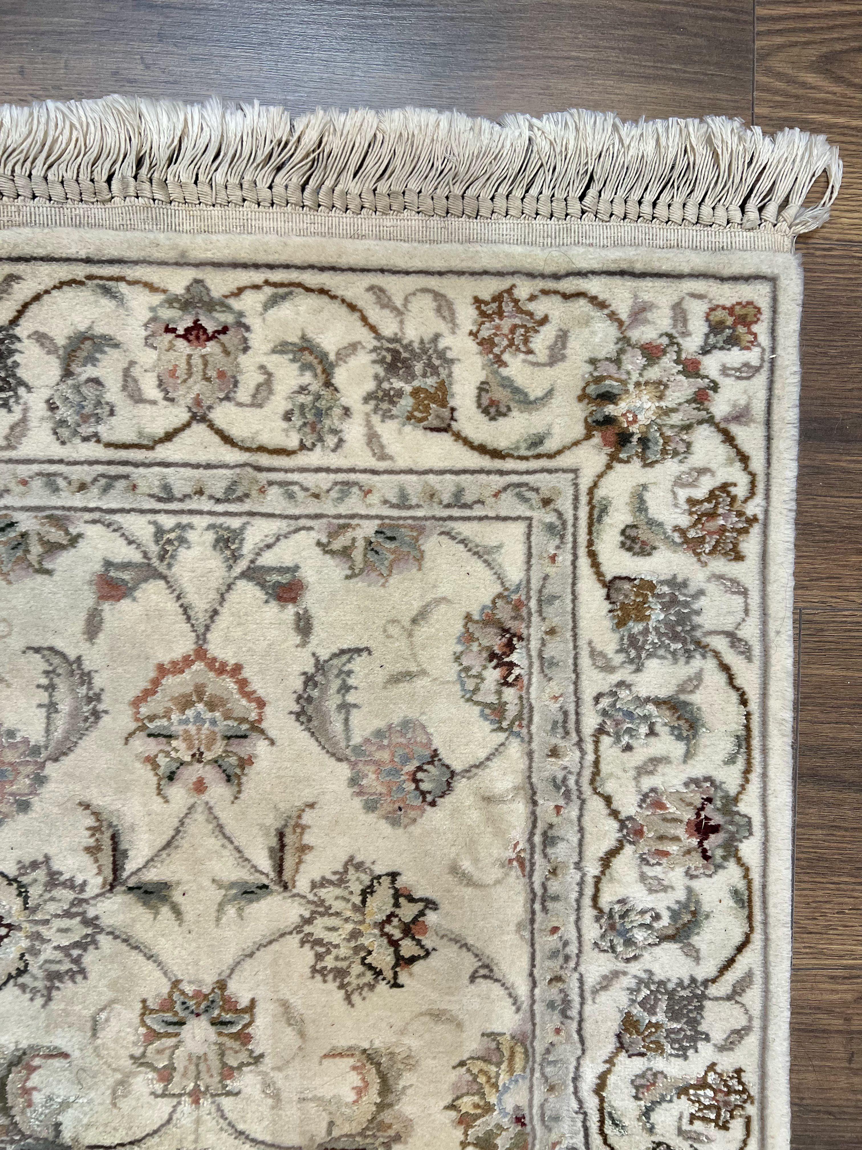 Sino Persian Runner Rug 2 x 6, Vintage Hand-Knotted Wool Ivory & Taupe Floral Hallway Rug, Traditional Fine Oriental Rug, Short Runner 2x6 - Jewel Rugs