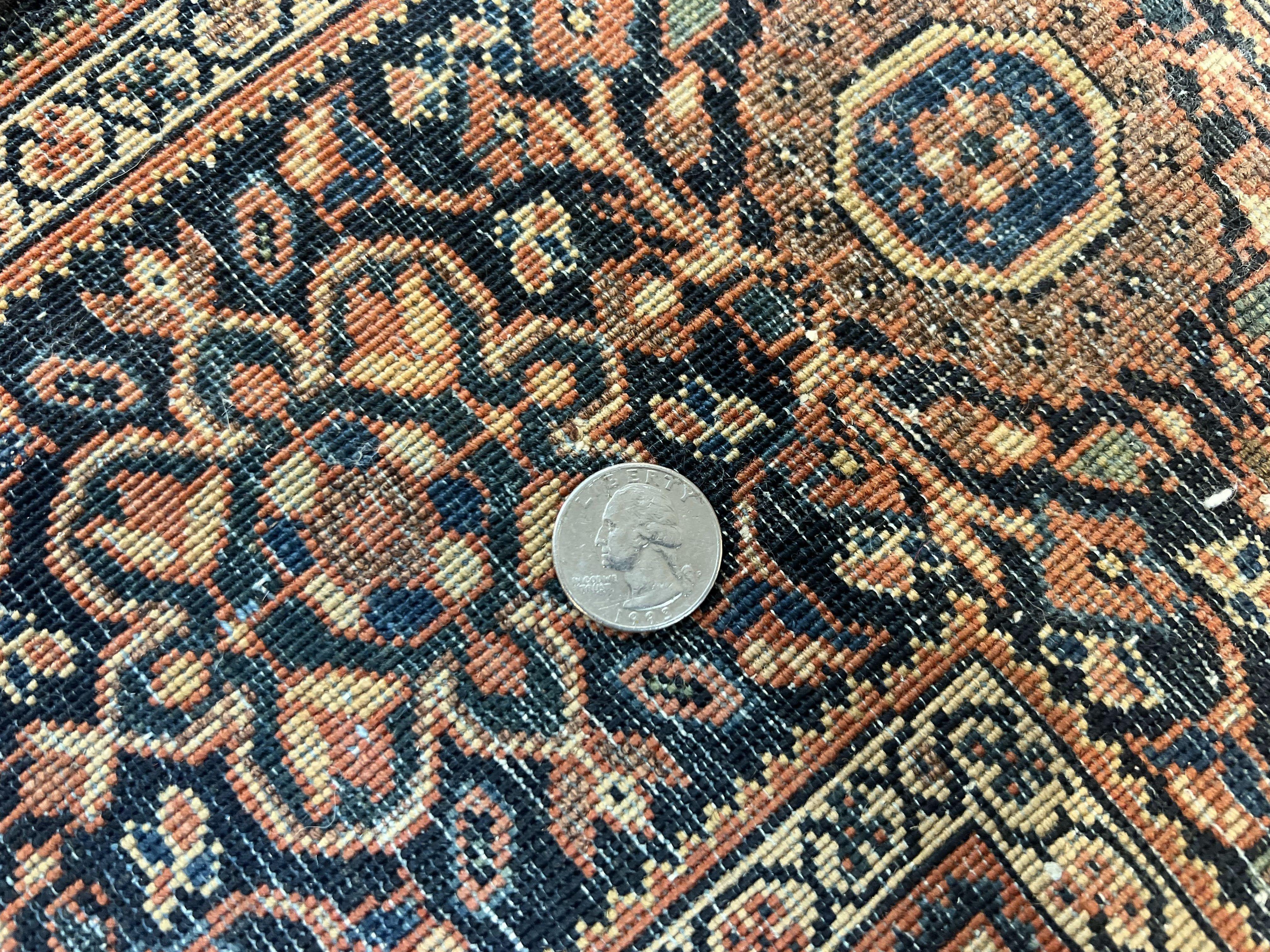 Antique Persian Sarouk Rug 4x7, Sarouk Farahan Carpet, 1880s Antique Oriental Rug, Late 19th Century, Handmade, Medallion, Cream Navy Red - Jewel Rugs