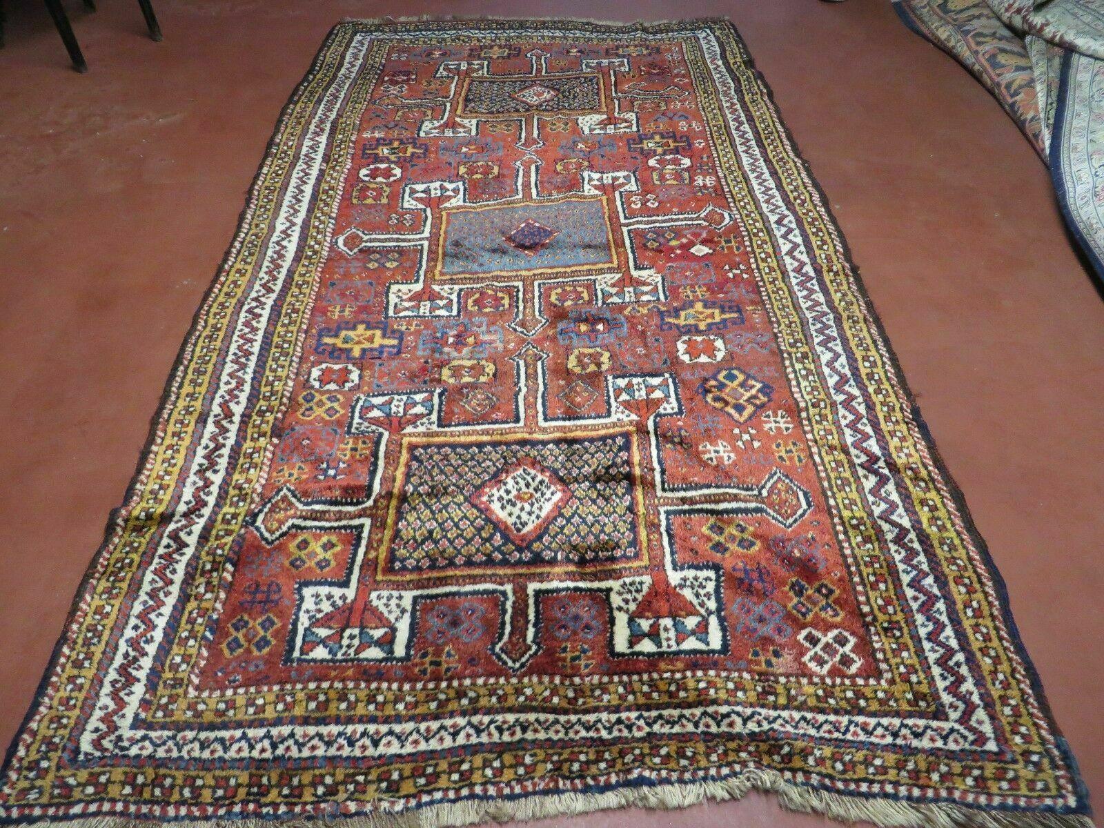 Antique Moroccan Runner Rug 4x9, Wide Runner, Hand Knotted Tribal Oriental Carpet, Hallway Rug, Geometric Medallions, Red, Bohemian Rug Nice - Jewel Rugs