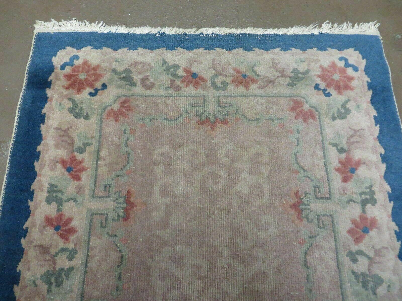 Antique Chinese Rug 2.5 x 4 Gray and Blue Wool Carpet Fette Nichols - Jewel Rugs