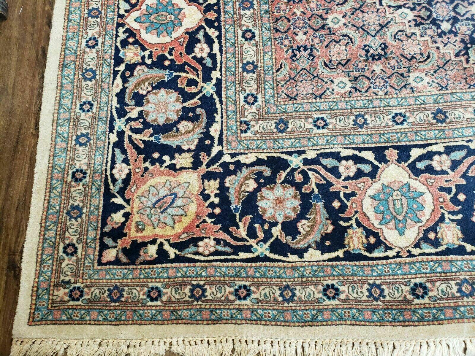 Persian Tabriz Rug 12x17, Allover Herati Pattern, High Quality Wool Rug, 12 x 17 Oriental Carpet, Hand Knotted, Blue Salmon Red Beige, Vintage Rug - Jewel Rugs