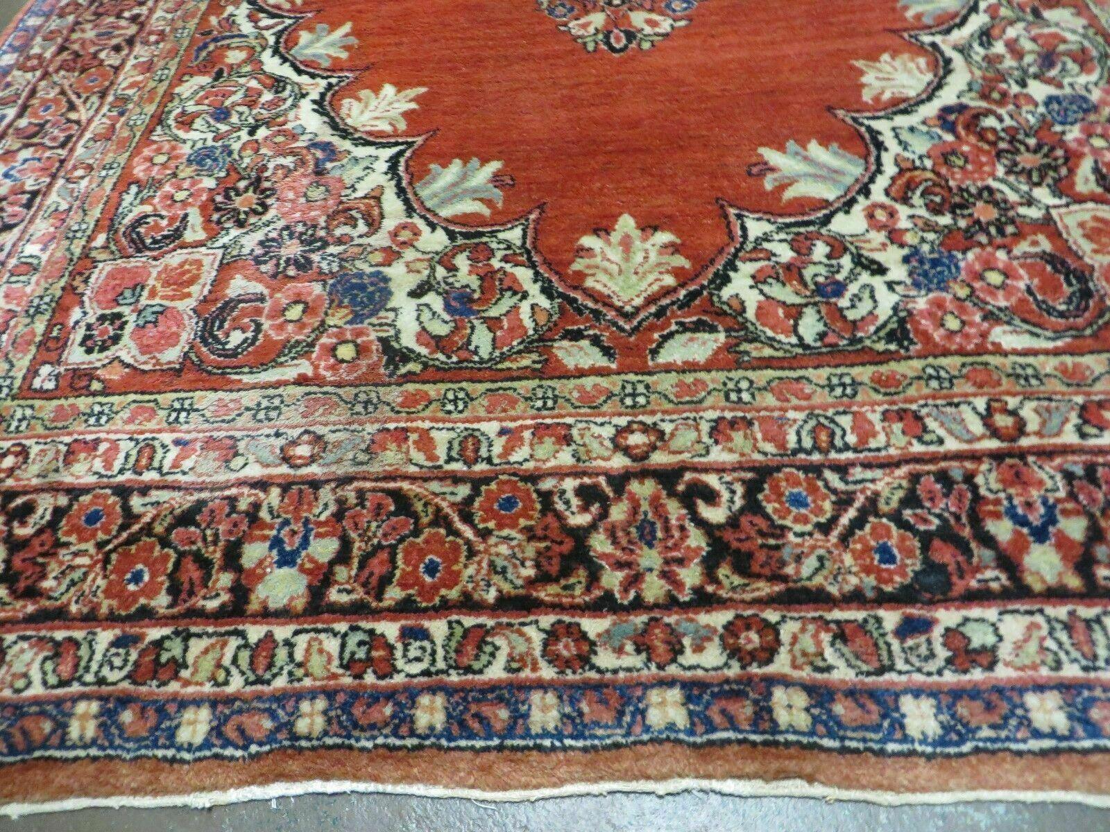 Antique Persian Sarouk Rug 5x8, Red, Semi Open Field, Hand Knotted, Wool - Jewel Rugs
