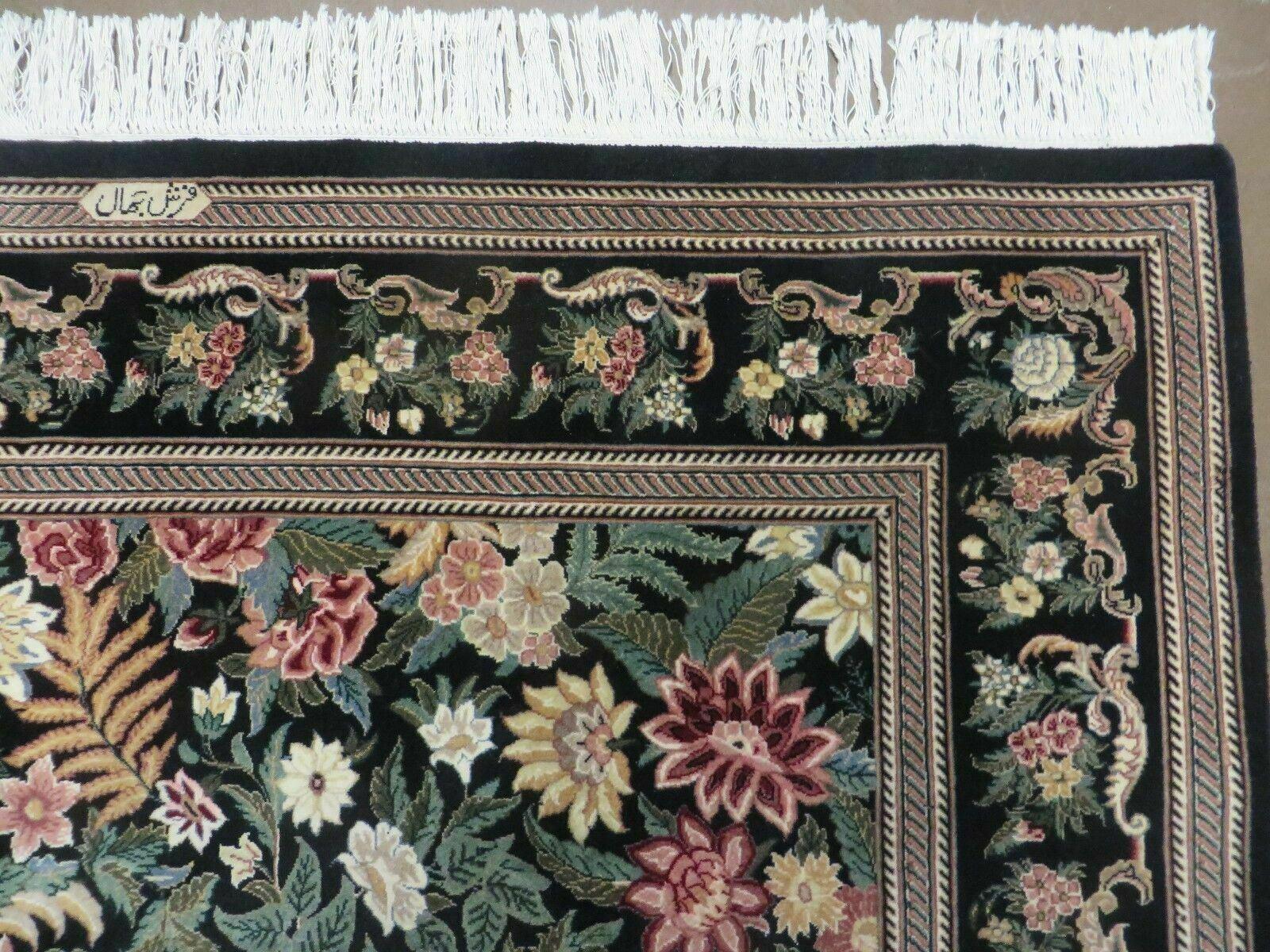 6' X 9' Handmade William Morris Arts & Crafts Wool Rug Carpet Black #837 - Jewel Rugs