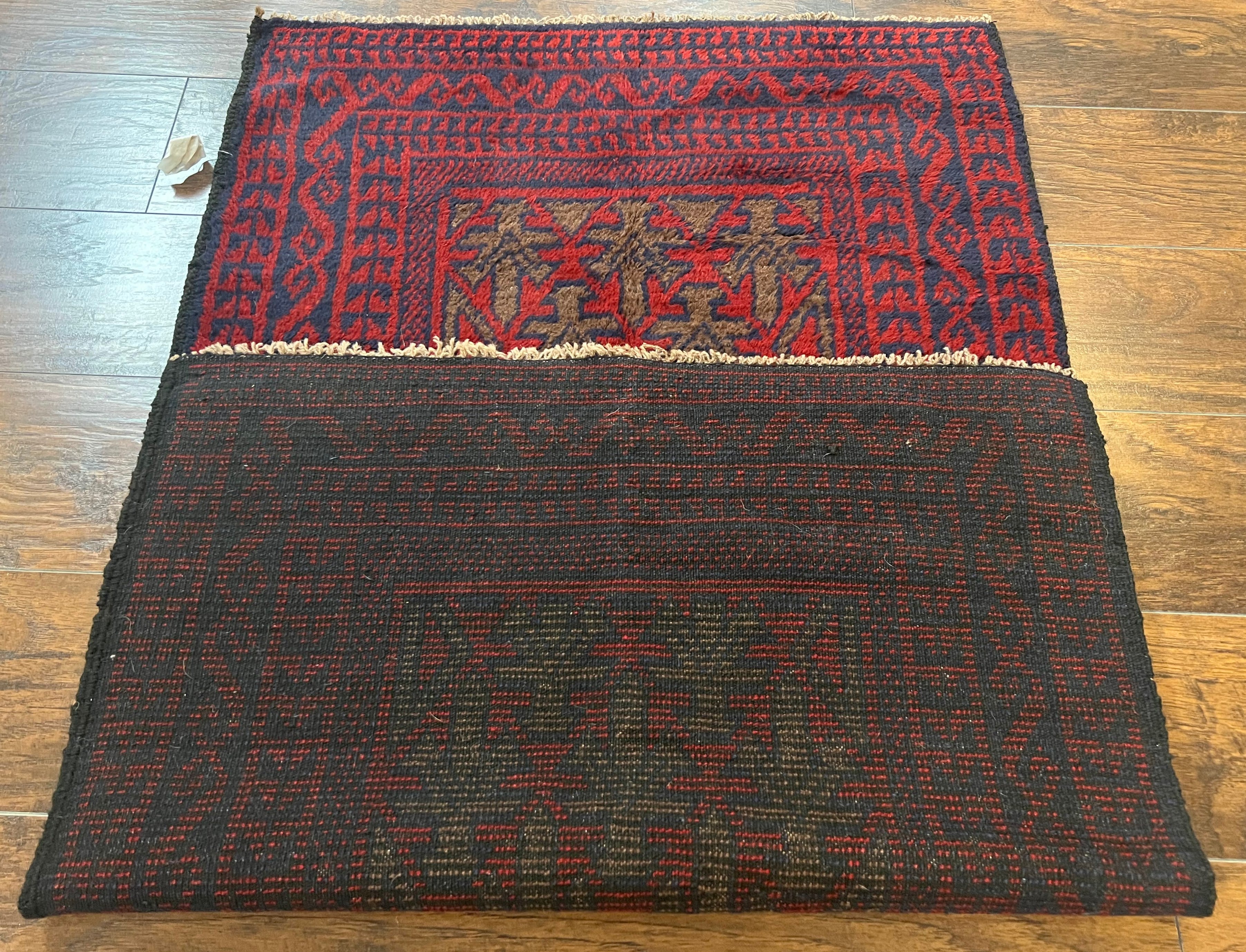 Vintage Balouchi Rug 3x5 Tribal Wool Carpet Red Blue Hand Knotted Afghan Rug - Jewel Rugs