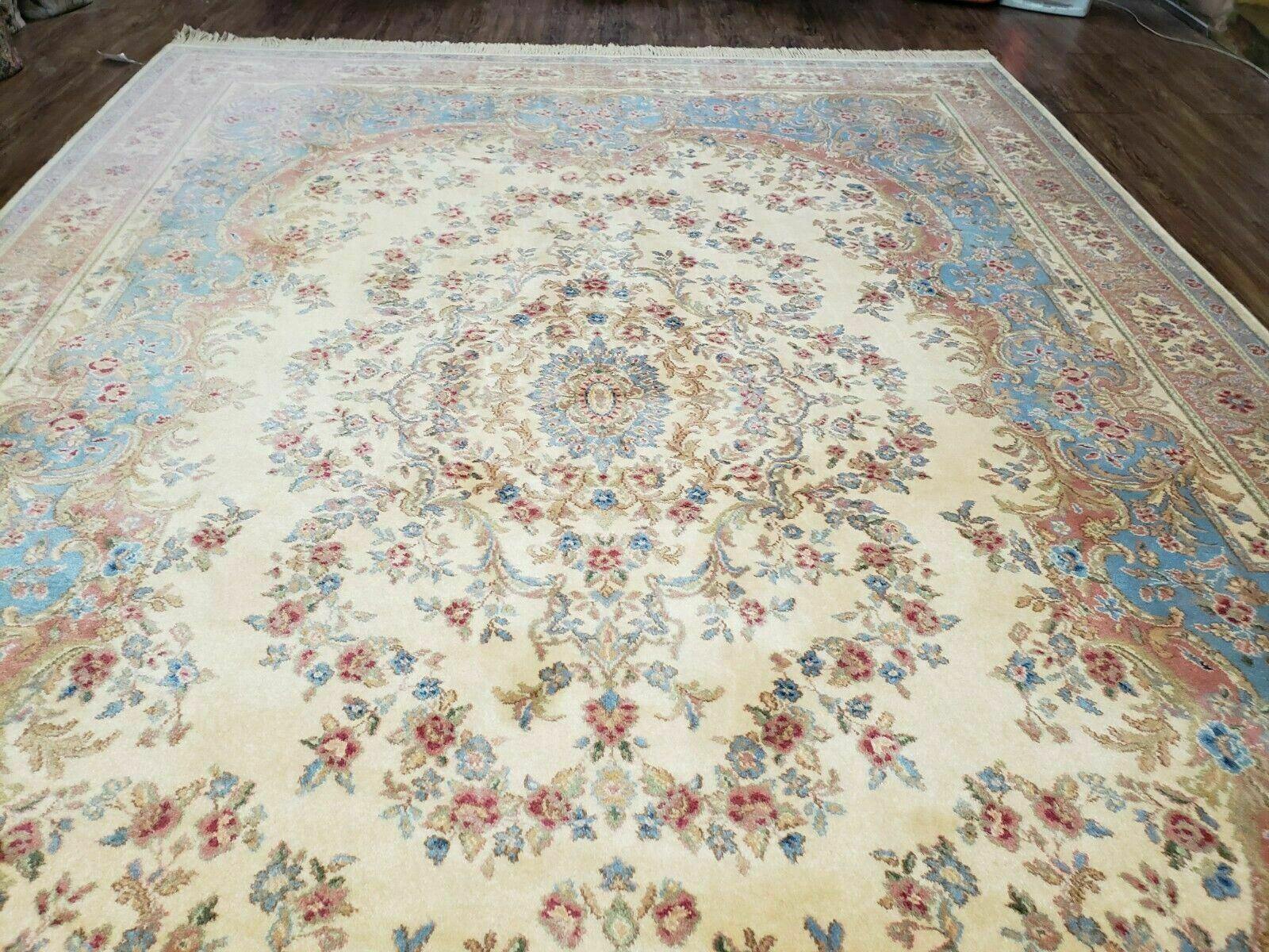 8' 8" X 12' Vintage Karastan Ivory Medallion Kirman #711 American Wool Rug - Jewel Rugs