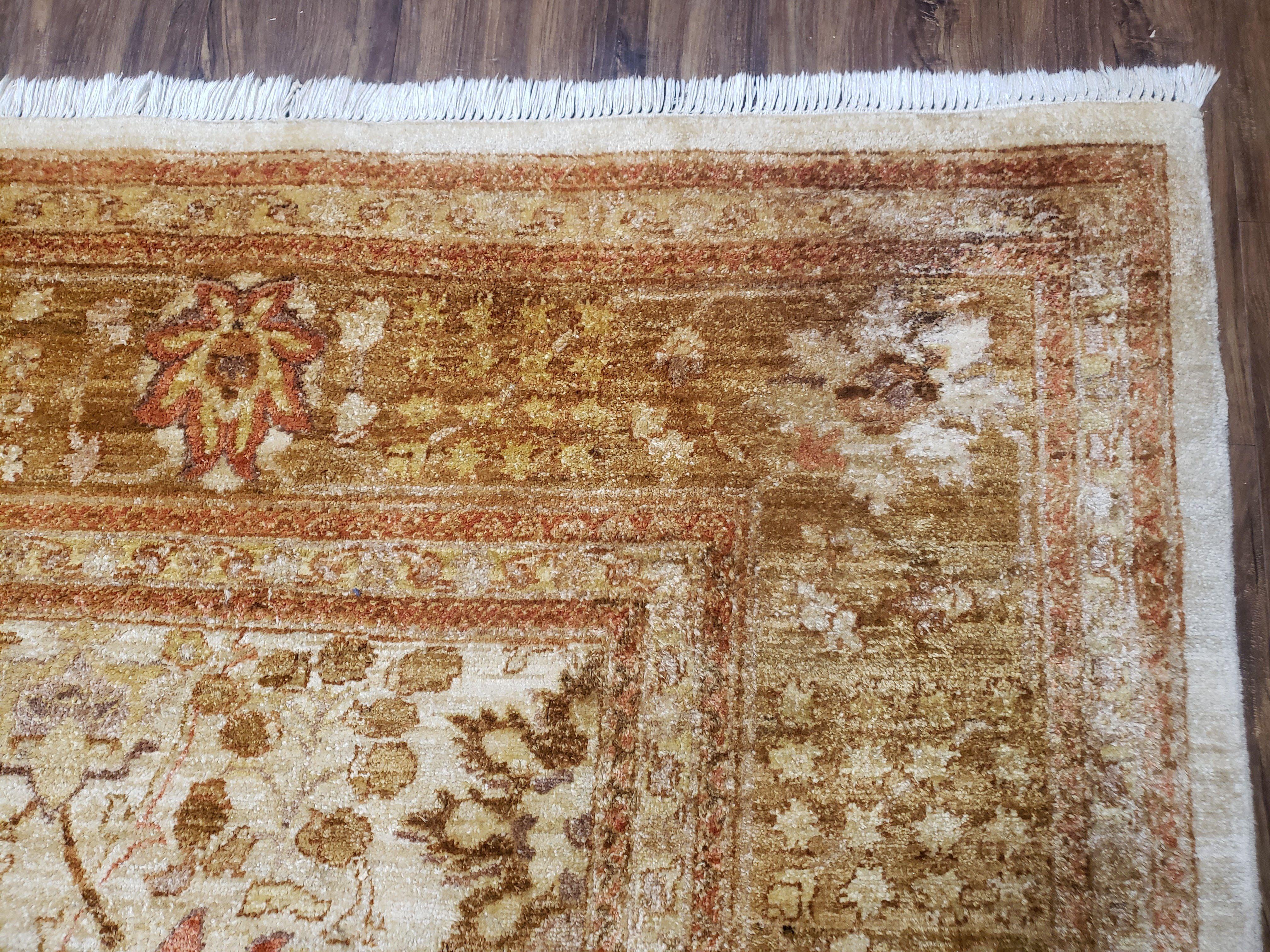 Vintage Turkish Oushak Area Rug 9x12, Wool Hand-Knotted, Ivory Cream & Beige Tea Wash Rug, 9 x 12 Room Sized Rug, Decorative Living Room Rug - Jewel Rugs