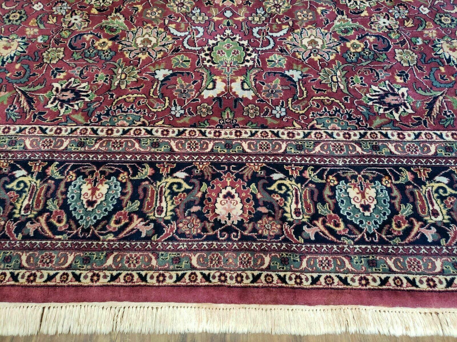 8x10 Red Allover Floral Wool Indian Rug Handmade Vintage Carpet Room Sized - Jewel Rugs