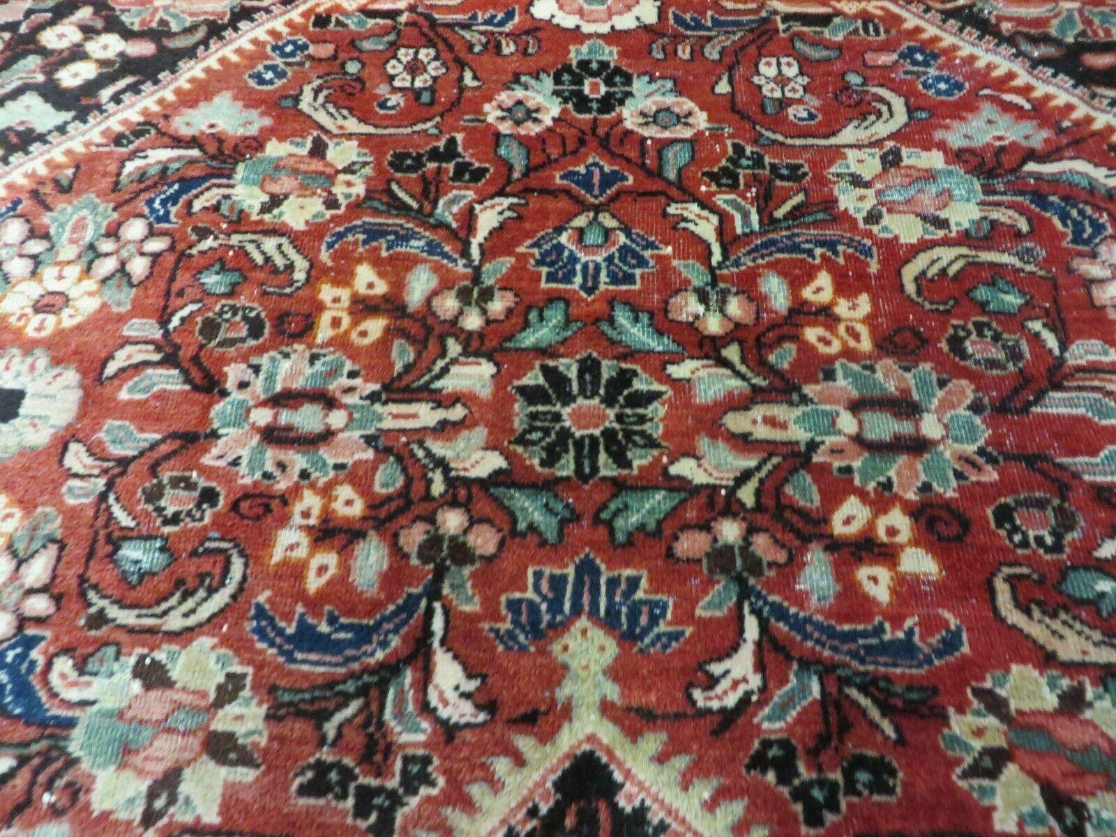 Antique Persian Rug 9x12 - Persian Mahal Area Rug 9 x 12, Hand Knotted Wool Oriental Carpet - Red and Black Rug - Room Sized Bohemian Rug - Jewel Rugs