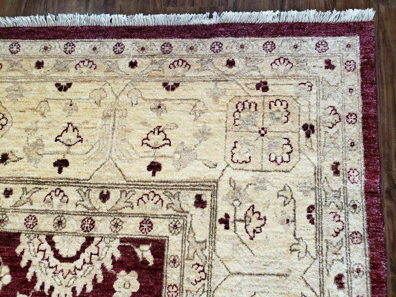 Pakistani Peshawar Rug 10x14, Handmade Chobi Carpet, Maroon & Beige - Jewel Rugs