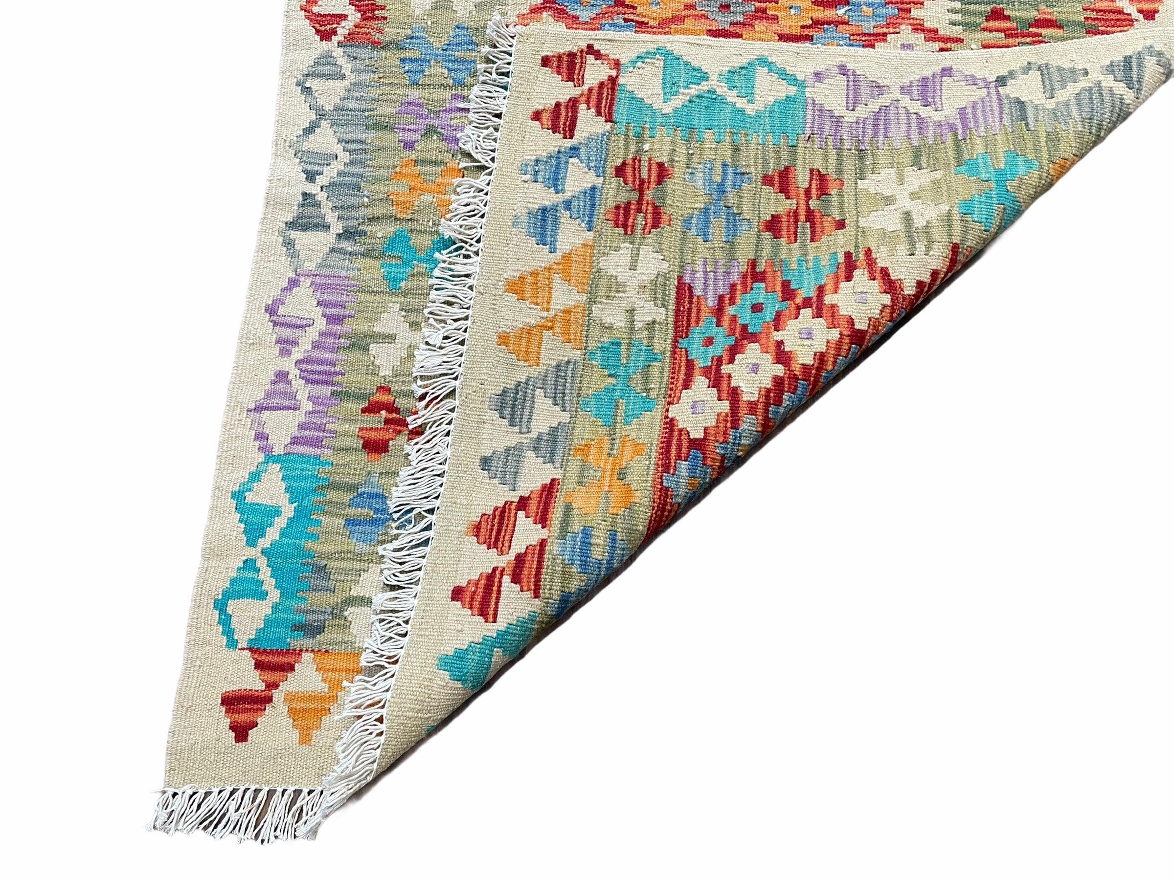 3x4 Colorful Kilim Rug 4 x 3 Multicolor Turkish Chobi Kilim Rug Small Flatweave Wool Playroom Rug New Tribal Kilim Rug - Jewel Rugs