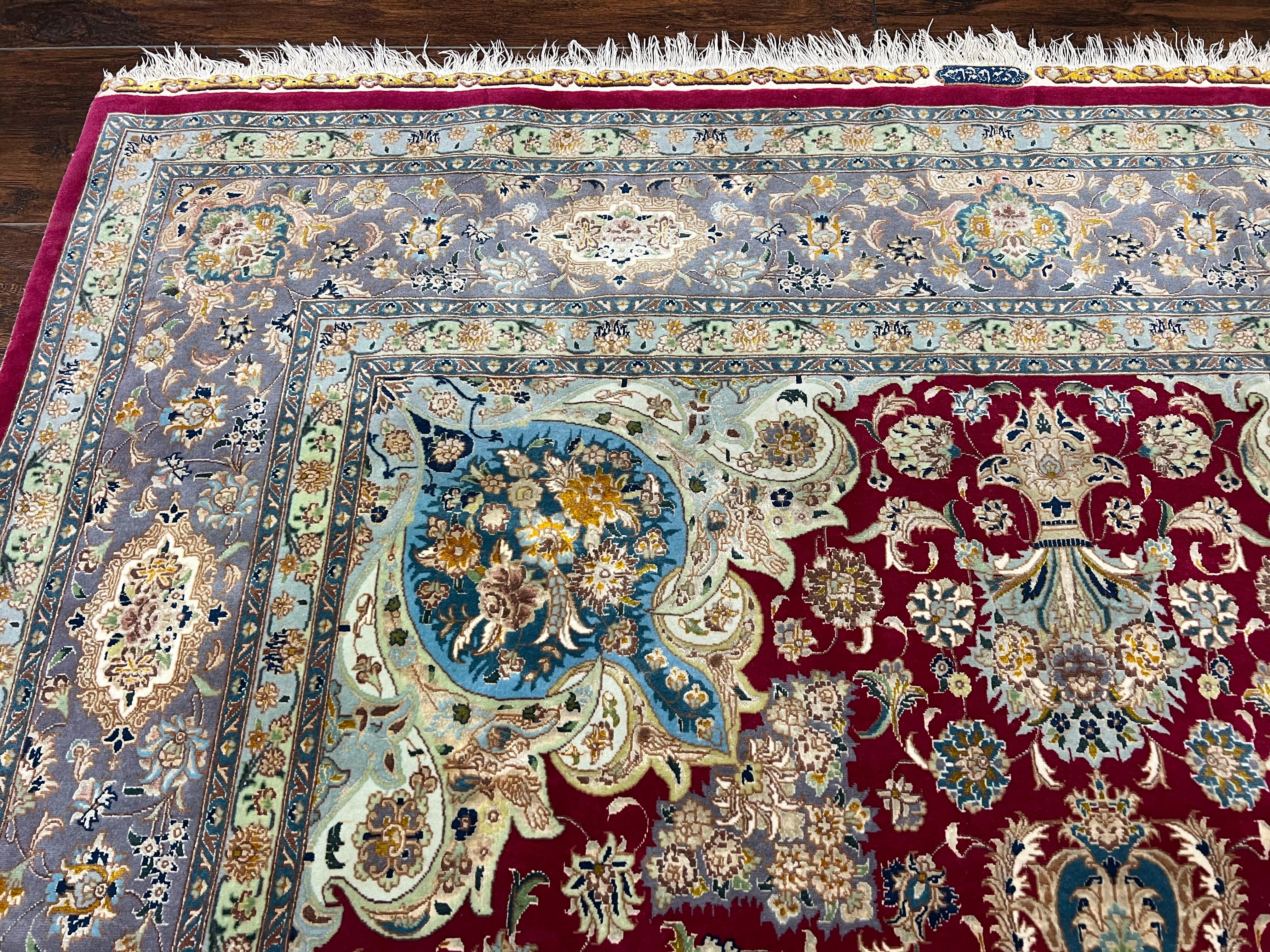 Stunning Persian Tabriz Rug 5x7, Signed by Masterweaver, Maroon, Floral Medallion, Ultra Fine 70 Raj 625 KPSI, Kork Wool Silk Foundation, Handmade - Jewel Rugs