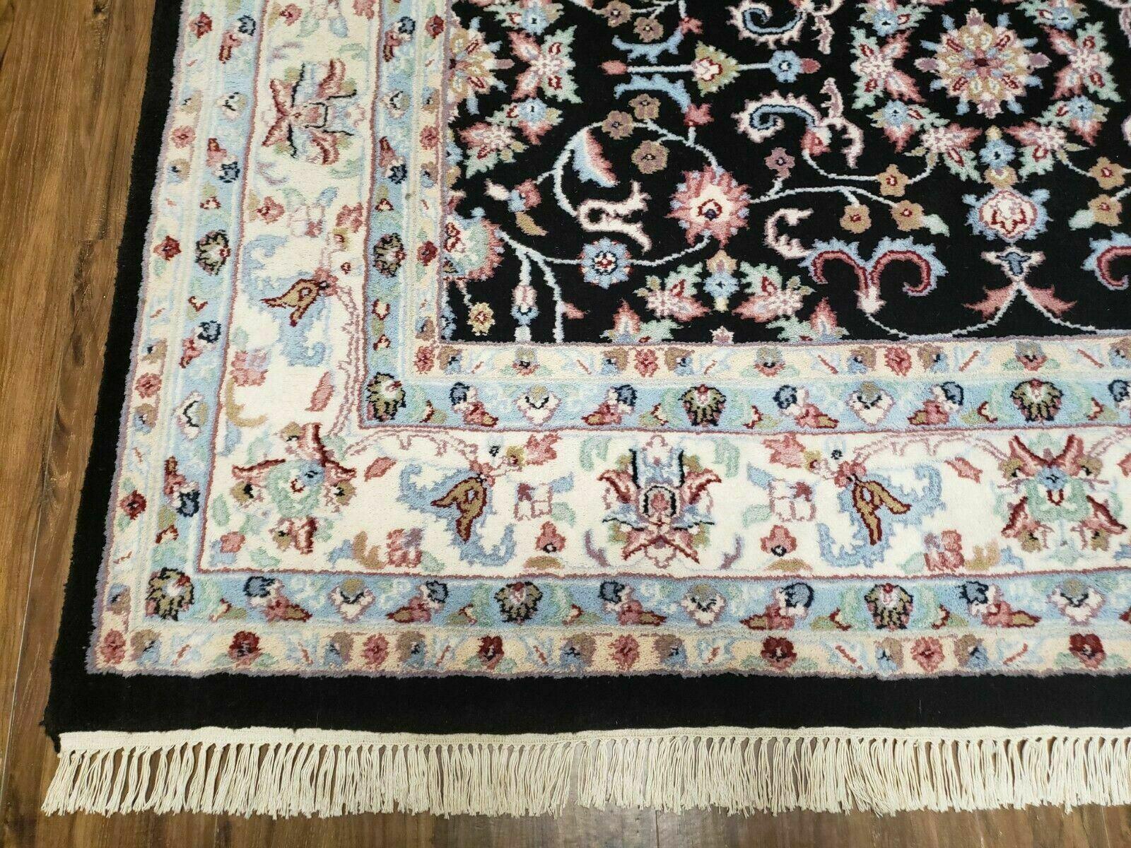 6' X 9' Handmade Indian Agra Wool Rug Carpet Vegetable Dyes Black - Jewel Rugs