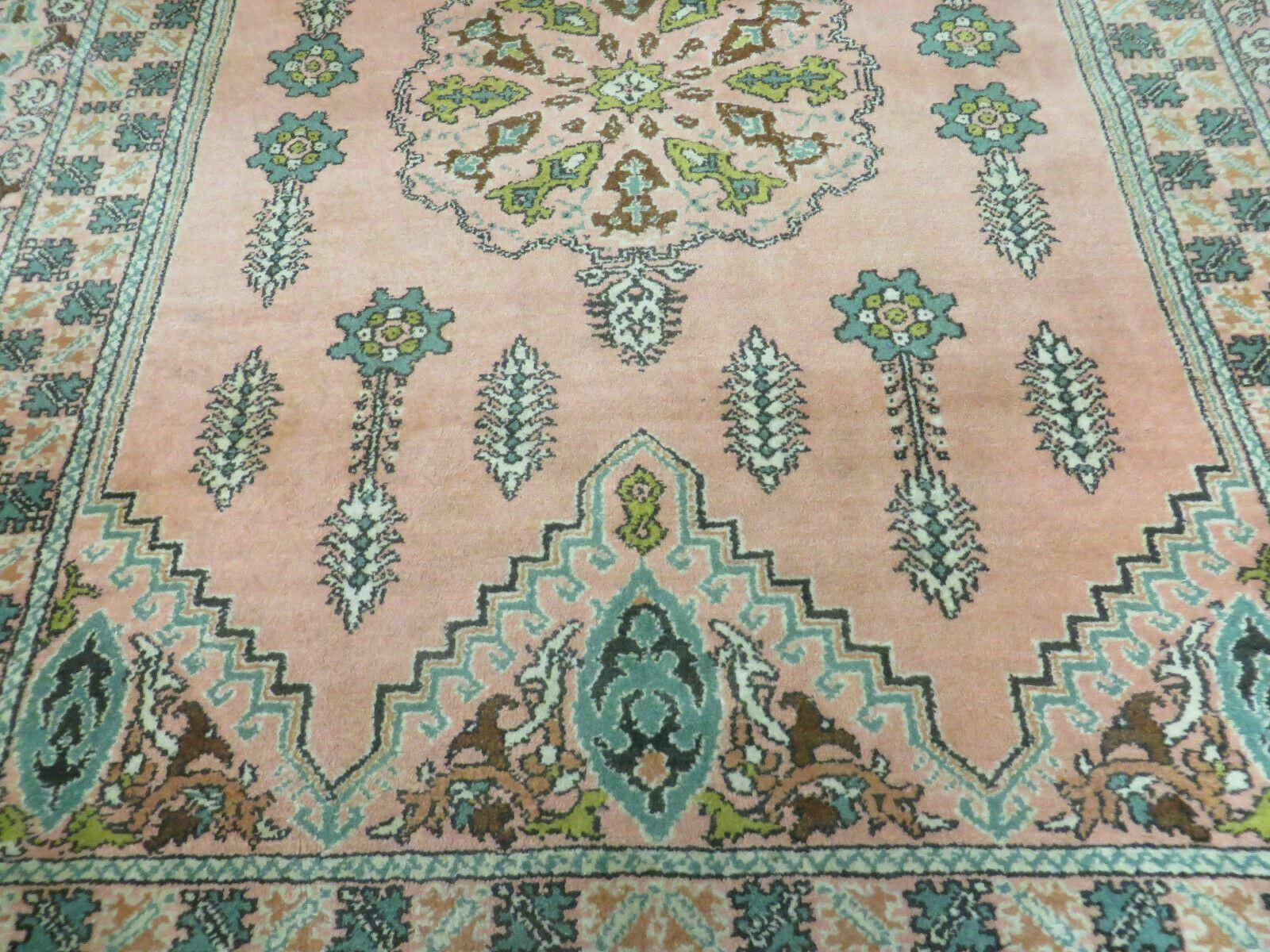Vintage Moroccan Rug 5x6, Berber Carpet, Light Pink and Green, Soft Wool Rug, Geometric Medallion Rug, Bohemian Area Rug, Handmade Oriental - Jewel Rugs