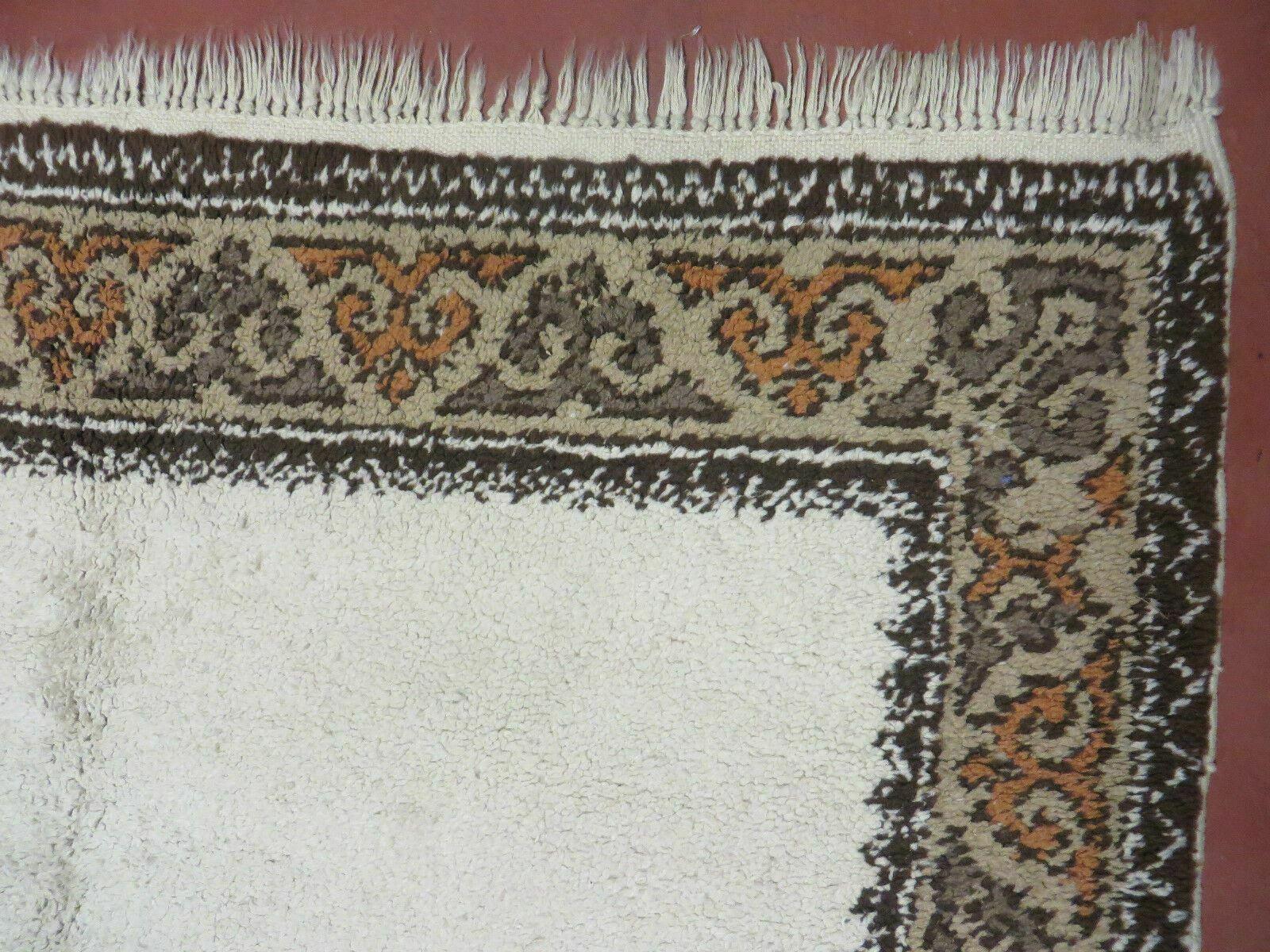 Vintage Moroccan Rug 5x7 Oriental Carpet, Wool Berber Rug, Beige & Tan Rug, Boho Tribal Rug, Open Field Medallion, Beni Ourain Rug, Handmade - Jewel Rugs