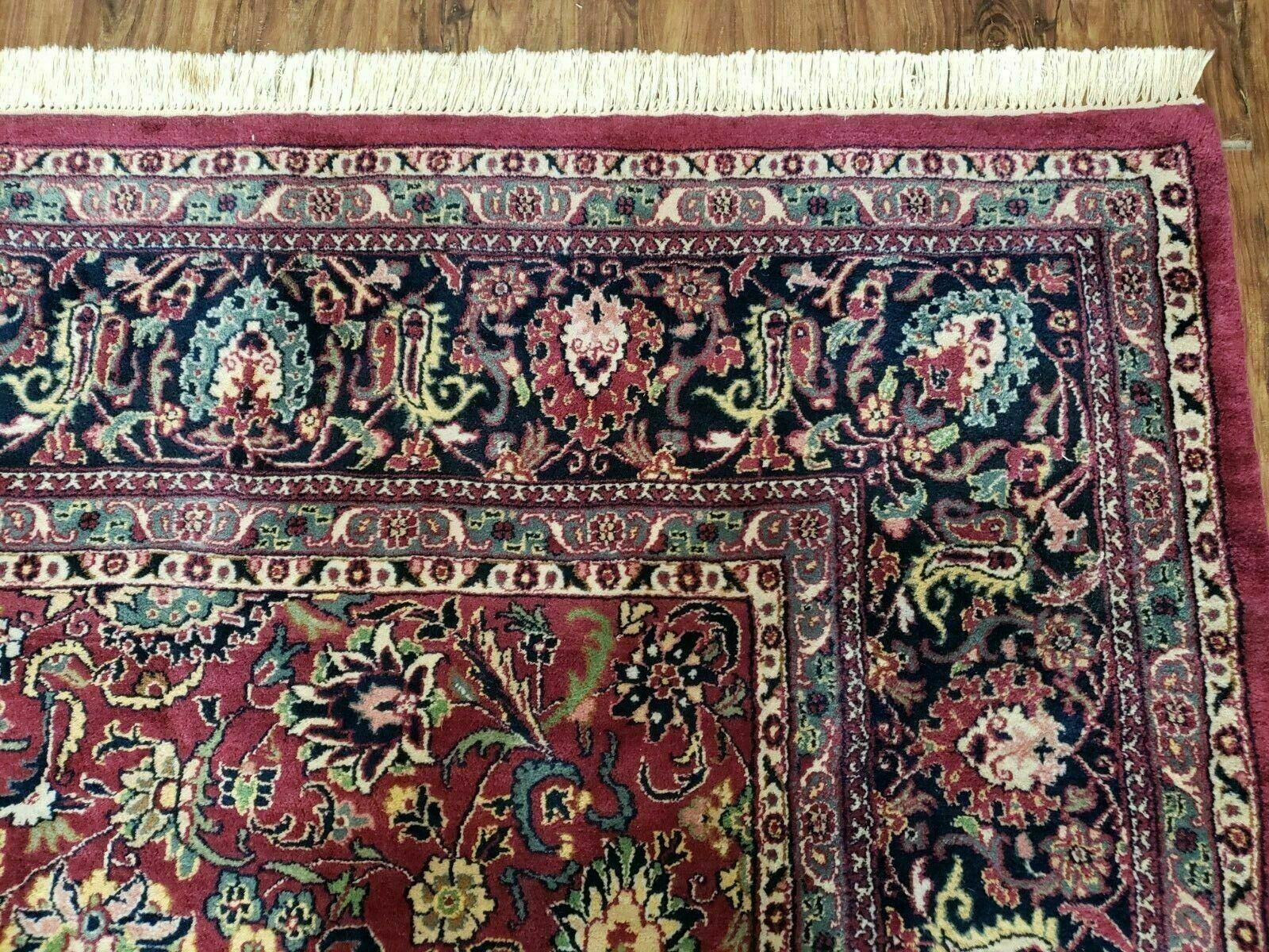 8x10 Red Allover Floral Wool Indian Rug Handmade Vintage Carpet Room Sized - Jewel Rugs