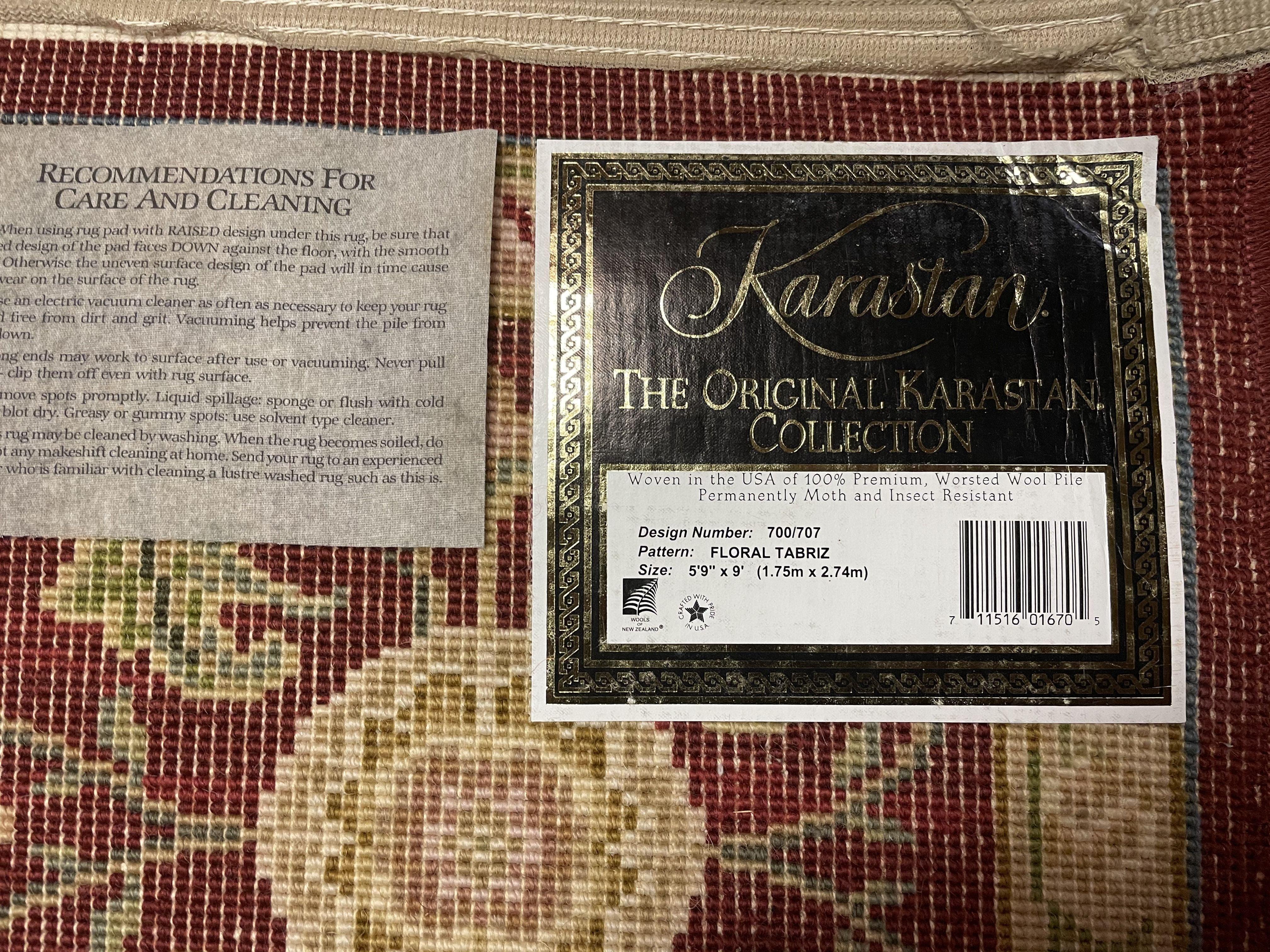 5.9 x 9 Karastan Floral Taabriz Rug #700/707, Karastan Wool Rug 6x9, Karastan Carpet, Original 700 Series Vintage Oriental Rug Discontinued - Jewel Rugs