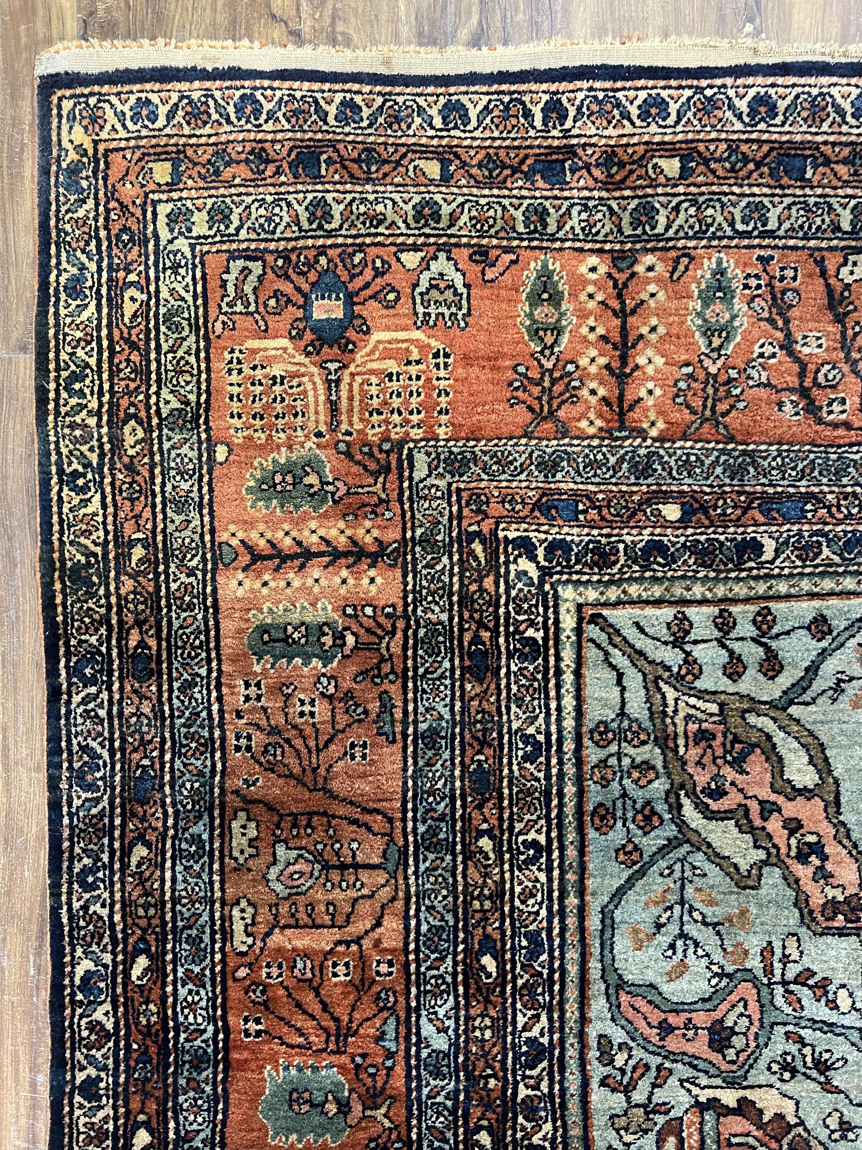 Rare Persian Farahan Rug 9x12 - Antique 1920s, Navy Blue, Master Weaver Signature - Jewel Rugs