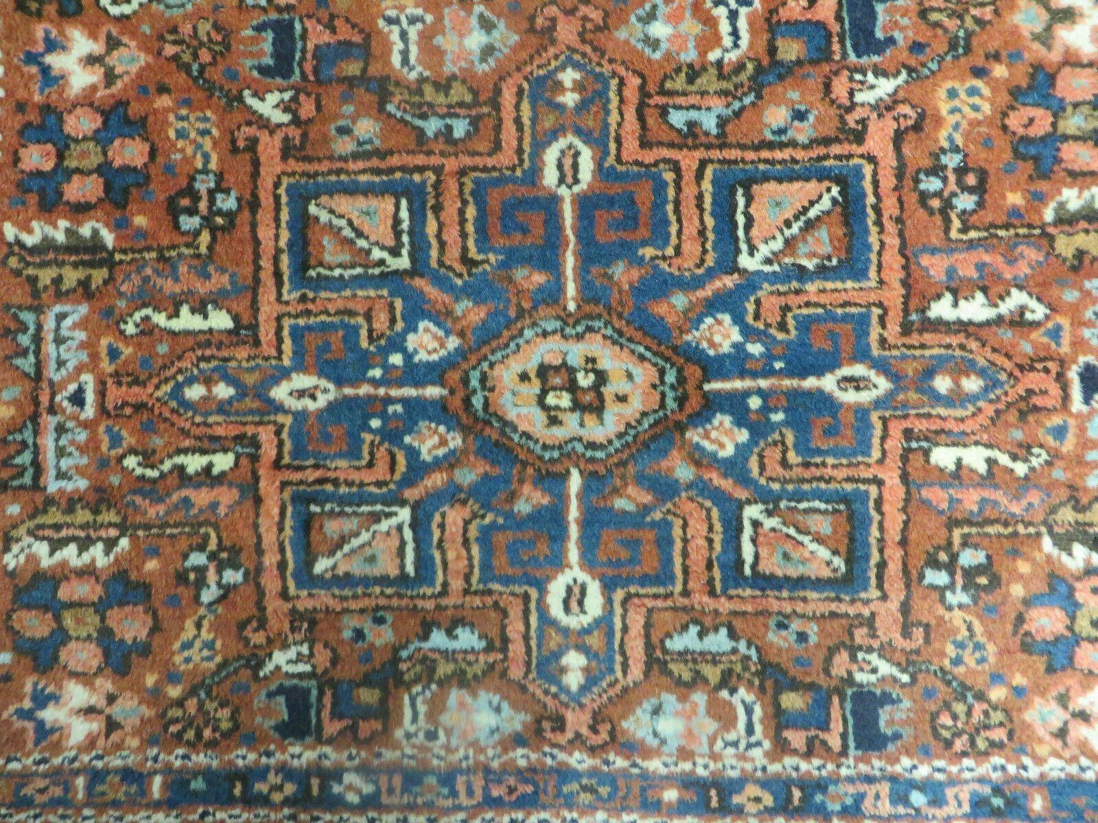 Beautiful Persian Rug 5x6, Antique Persian Karajeh Karaja Carpet, Geometric Medallion Rug, Tribal Rug, Red Blue Cream, Hand Knotted Wool Oriental Rug, Nice - Jewel Rugs