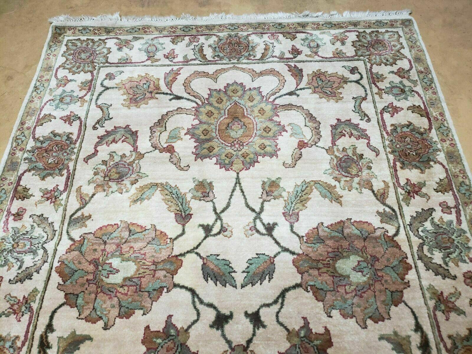 4x12 Vintage Oriental Runner Rug Hand Knotted Indian Agra Wool Tea Washed Beige - Jewel Rugs