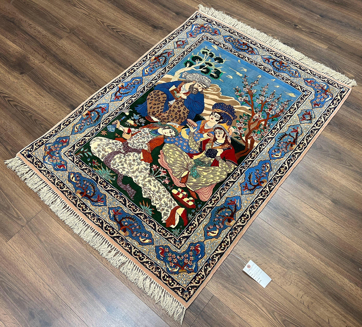 Fine Persian Isfahan Pictorial Rug 3.7 x 5, Kork Wool on Silk Foundati –  Jewel Rugs