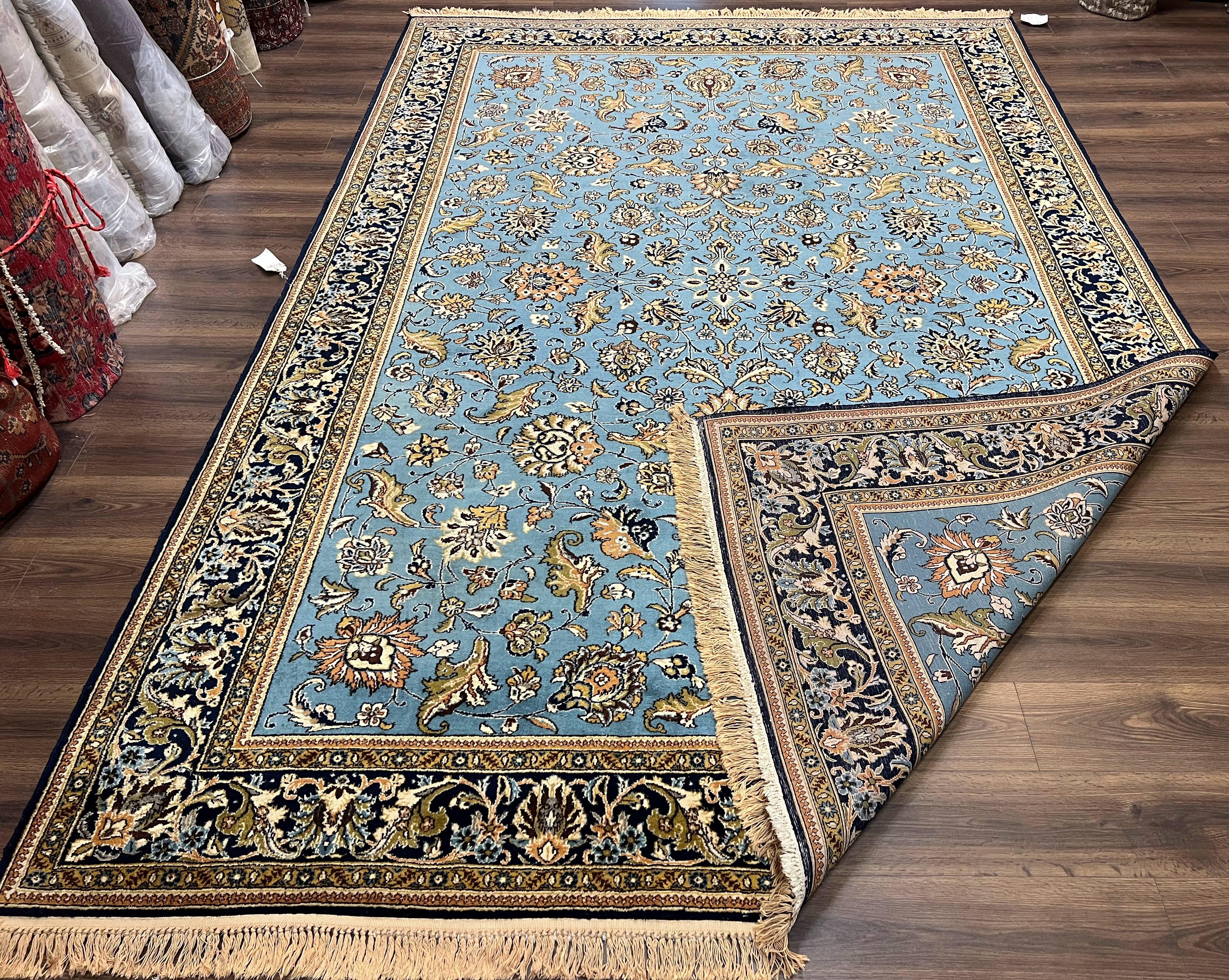 Marvelous Light Blue Persian Qum Rug 9x12 - Jewel Rugs