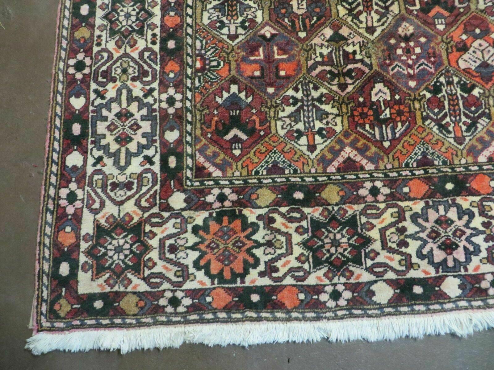 Antique Persian Bakhtiari Rug 7x10 - Multicolor Repeated Panel Design - Vegetable Dyed Rug - Hand Knotted Wool Room Sized Oriental Carpet 7 x 10 Rug - Jewel Rugs