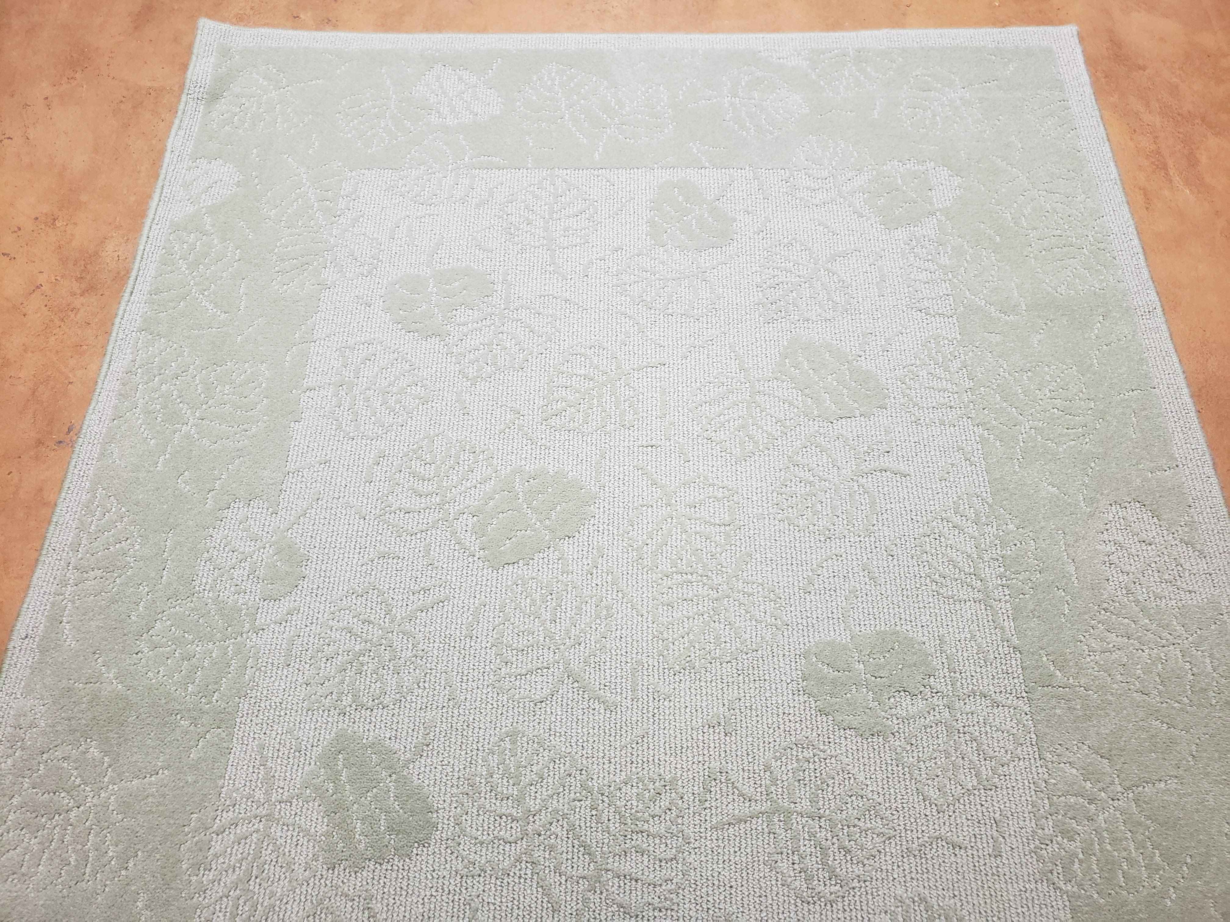 4x6 Karastan Solitaires Rug, Wool Pile, Design 217-70468, Aspen Pattern, Leaf Green & Cream 3'11 x 6' Foyer Rug, Entryway Bedroom Rug, Nice - Jewel Rugs