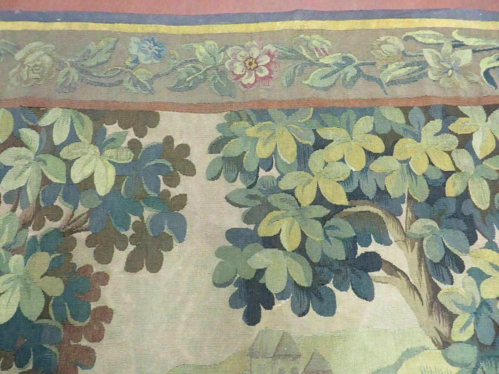 Antique French Tapestry 5x6 French Handmade Aubusson Nature One Of A Kind Rare - Jewel Rugs
