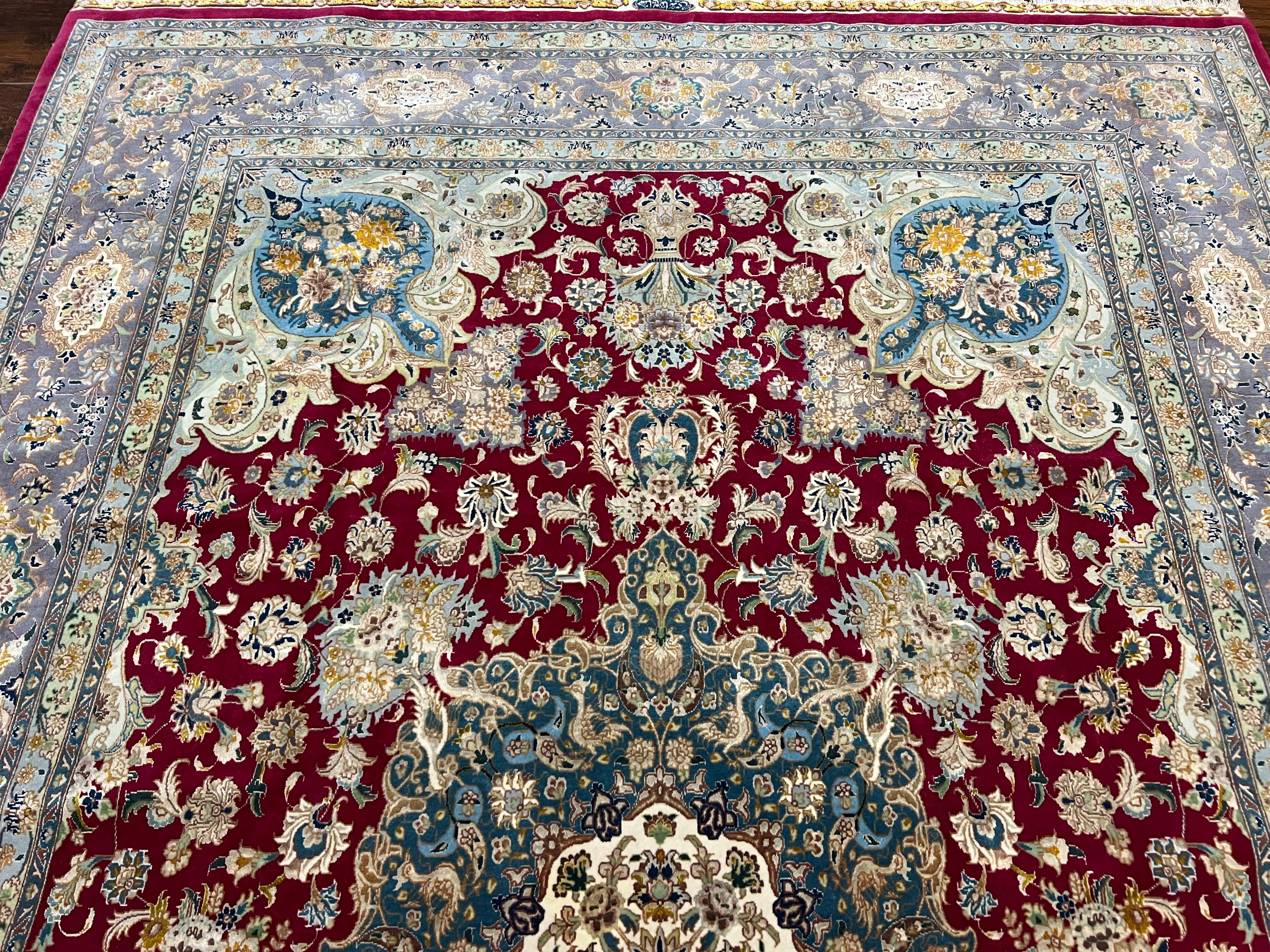 Stunning Persian Tabriz Rug 5x7, Signed by Masterweaver, Maroon, Floral Medallion, Ultra Fine 70 Raj 625 KPSI, Kork Wool Silk Foundation, Handmade - Jewel Rugs