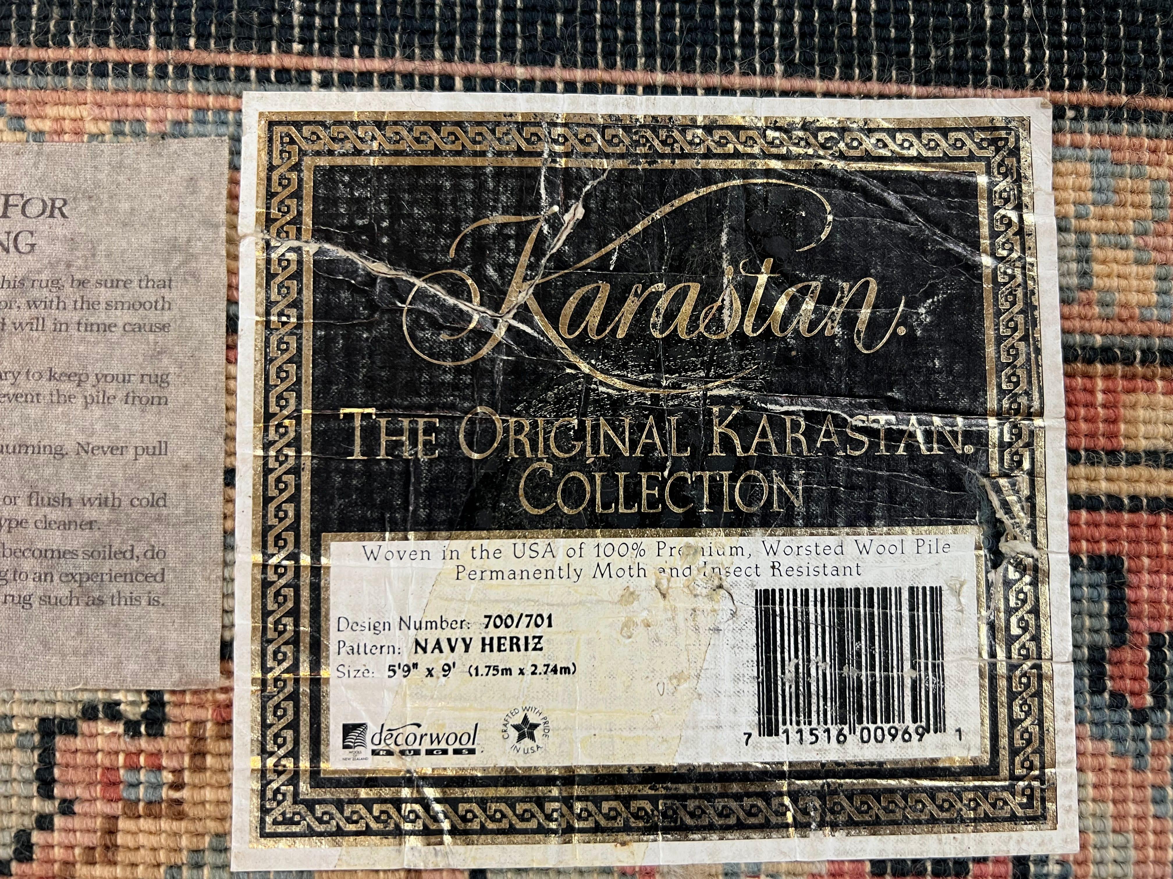 Karastan Navy Heriz #700/701 Rug, 5.9 x 9 Karastan Carpet, 100% Wool Pile, Discontinued Vintage Karastan Rug, Original 700 Series, Geometric - Jewel Rugs