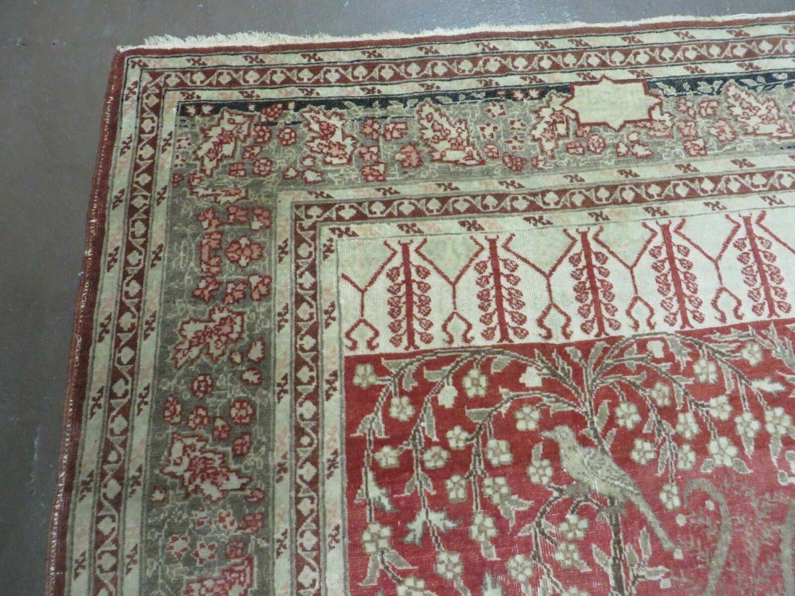 4' X 6' Antique Handmade Turkish Tree Of Life Oriental Wool Rug Birds Red - Jewel Rugs
