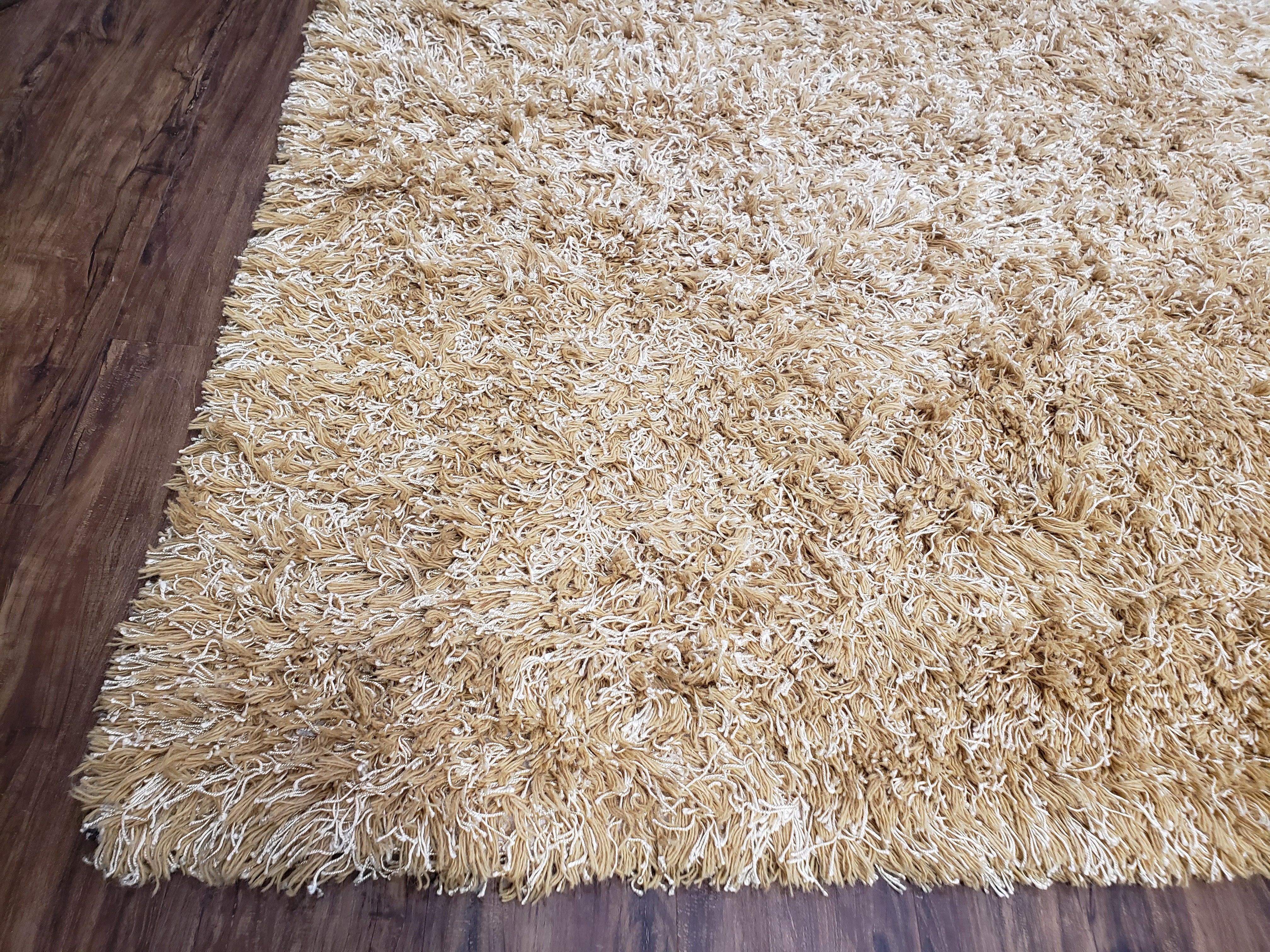 Large Shag Rug 8x10, Soft Living Room Shag Carpet, Bedroom Shag Rug Tan/Brown & Cream, Indian Shag Rug, 7'9" x 9' 9" - Jewel Rugs