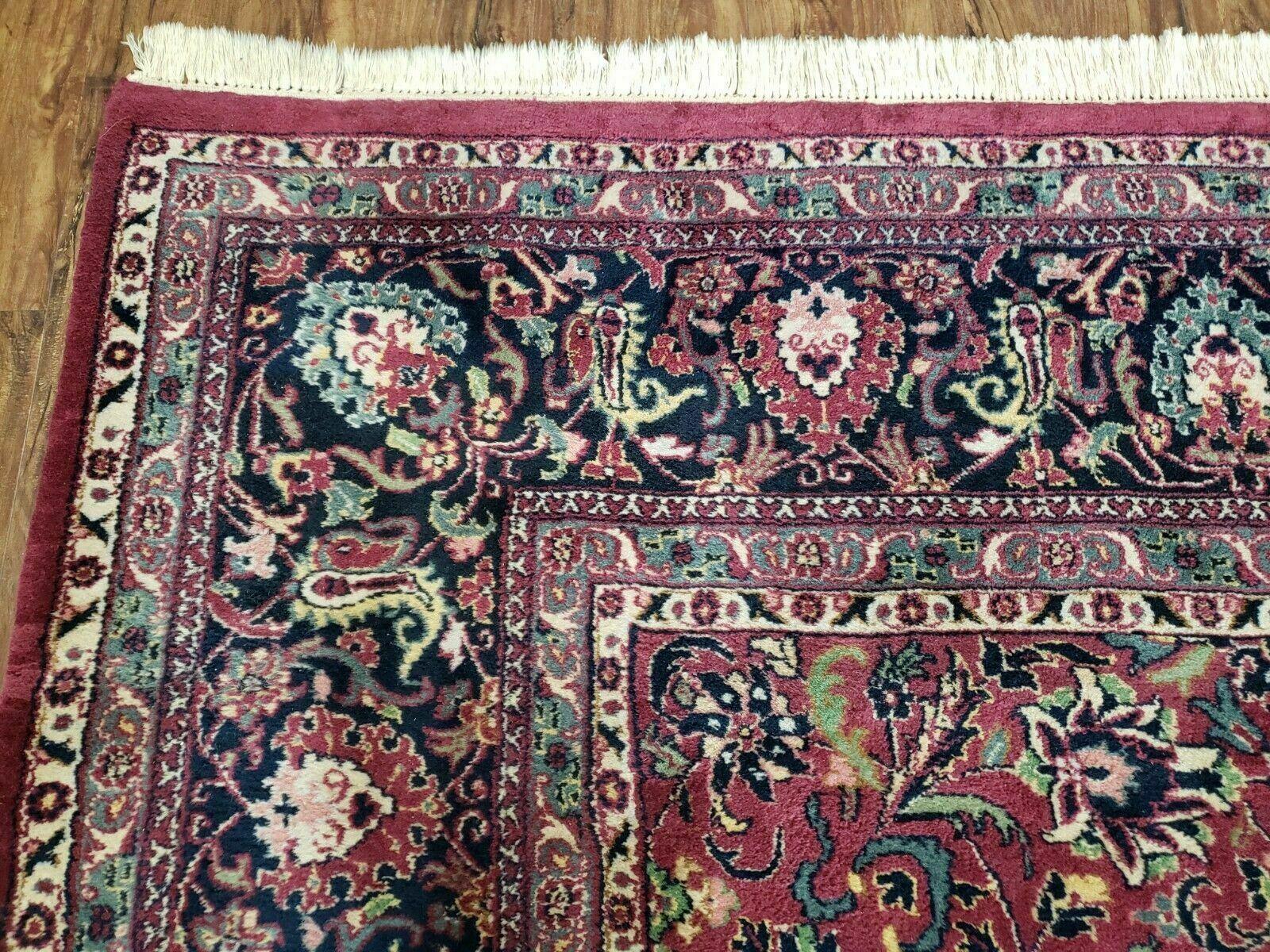 8x10 Red Allover Floral Wool Indian Rug Handmade Vintage Carpet Room Sized - Jewel Rugs