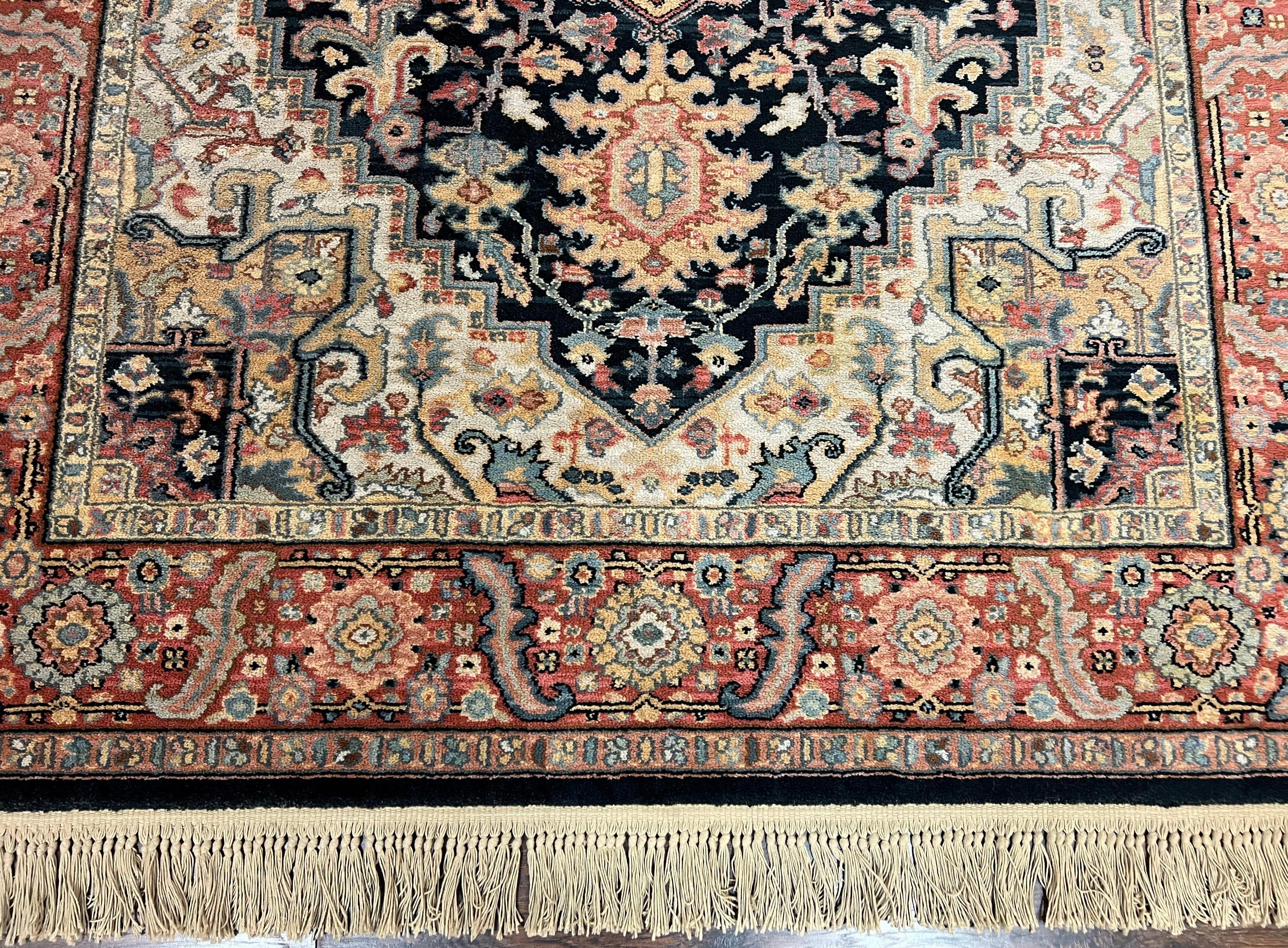 Karastan Navy Heriz #700/701 Rug, 5.9 x 9 Karastan Carpet, 100% Wool Pile, Discontinued Vintage Karastan Rug, Original 700 Series, Geometric - Jewel Rugs